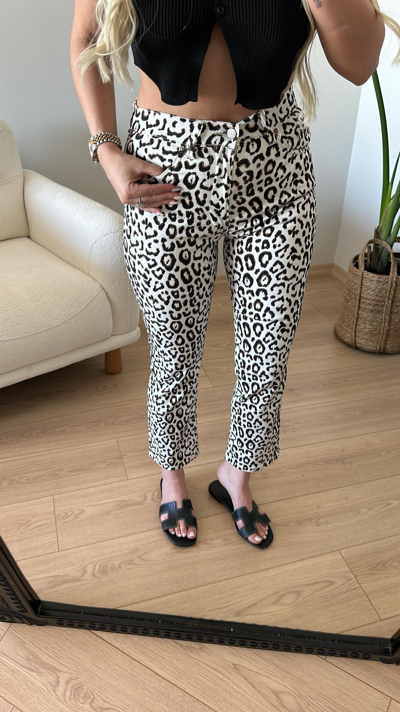 Leopar Desen Mom Jean