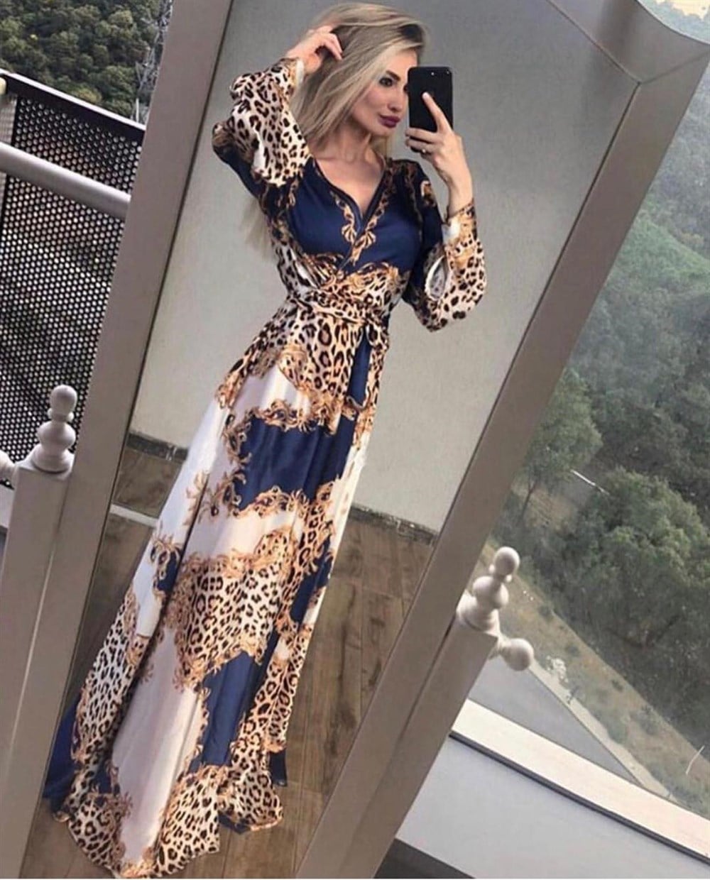 Leopar Desenli Elbise