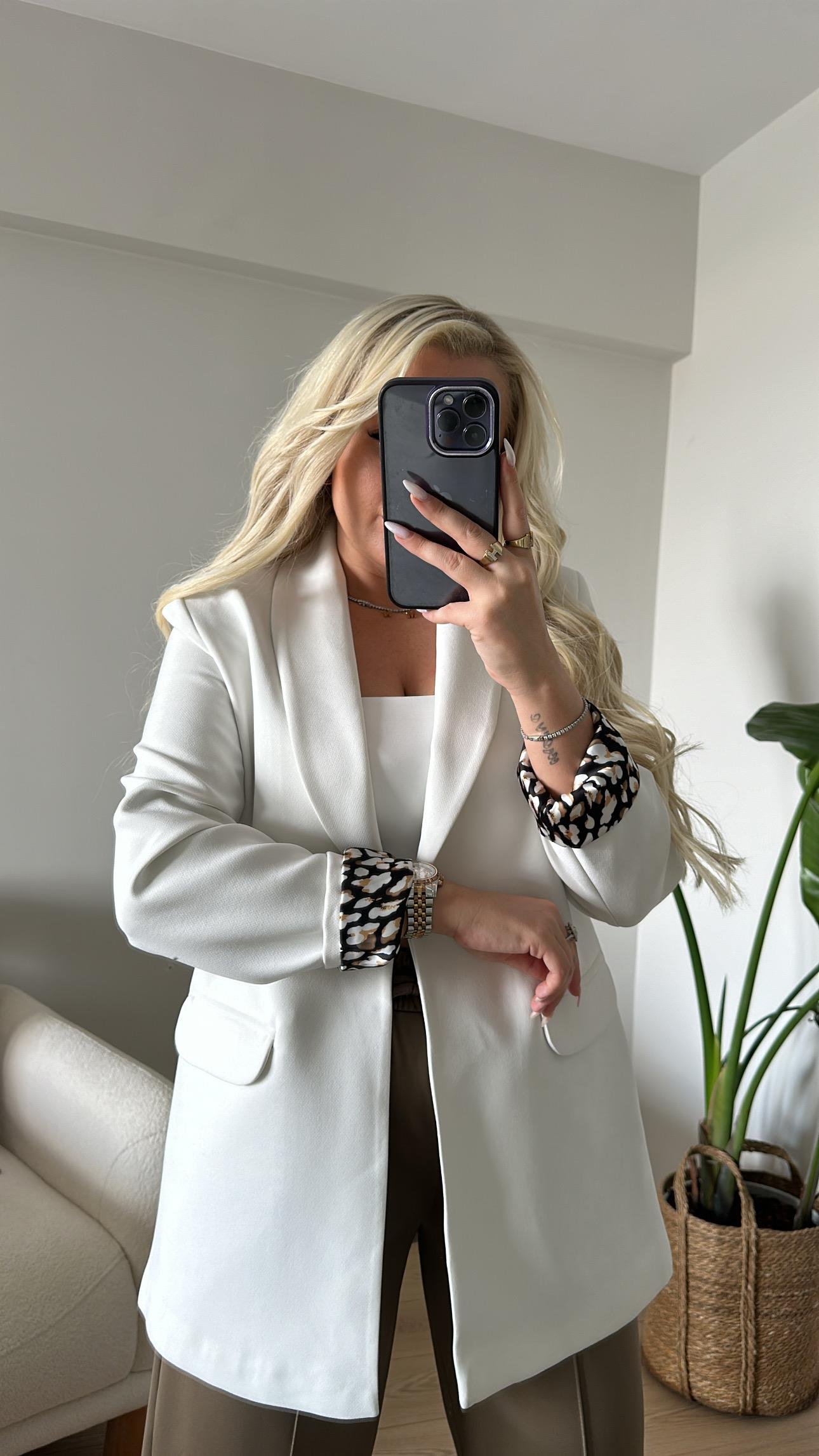 Leopar Detay Premium Blazer Ceket
