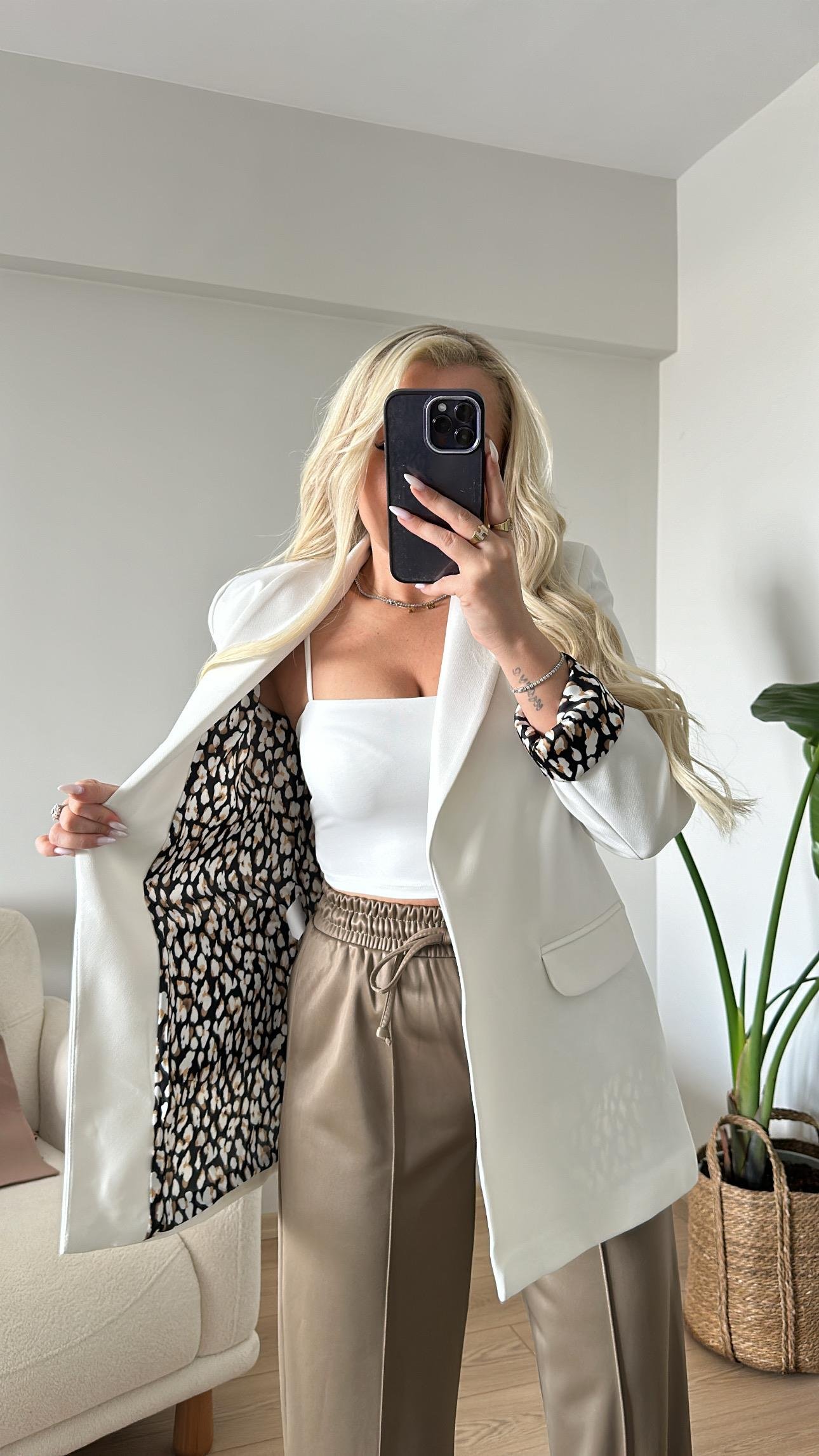 Leopar Detay Premium Blazer Ceket