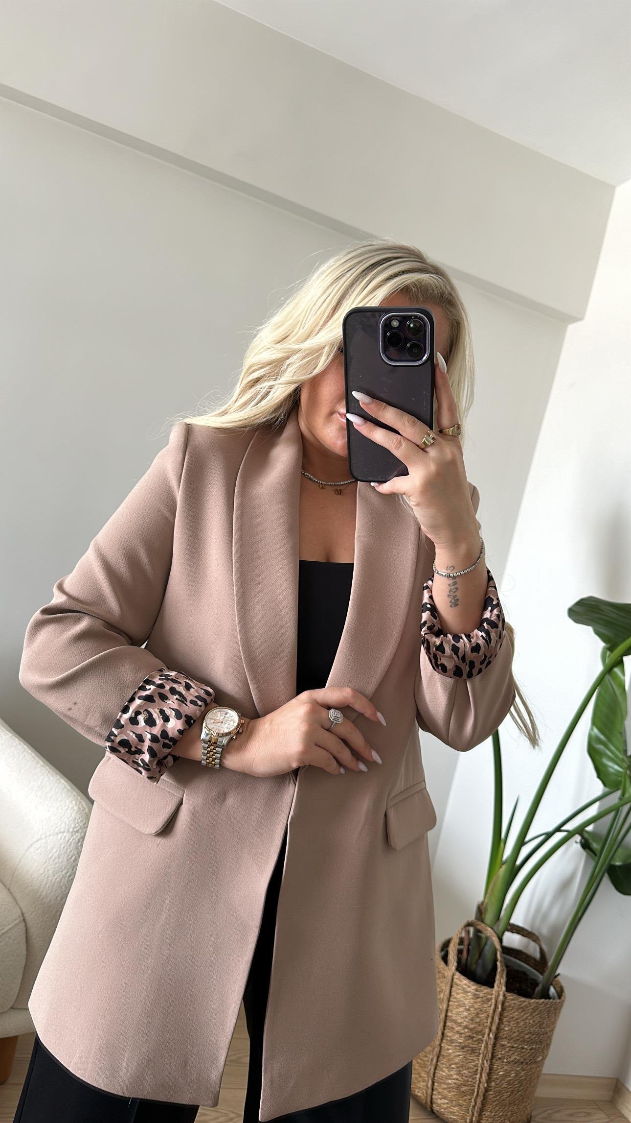 Leopar Detay Premium Blazer Ceket