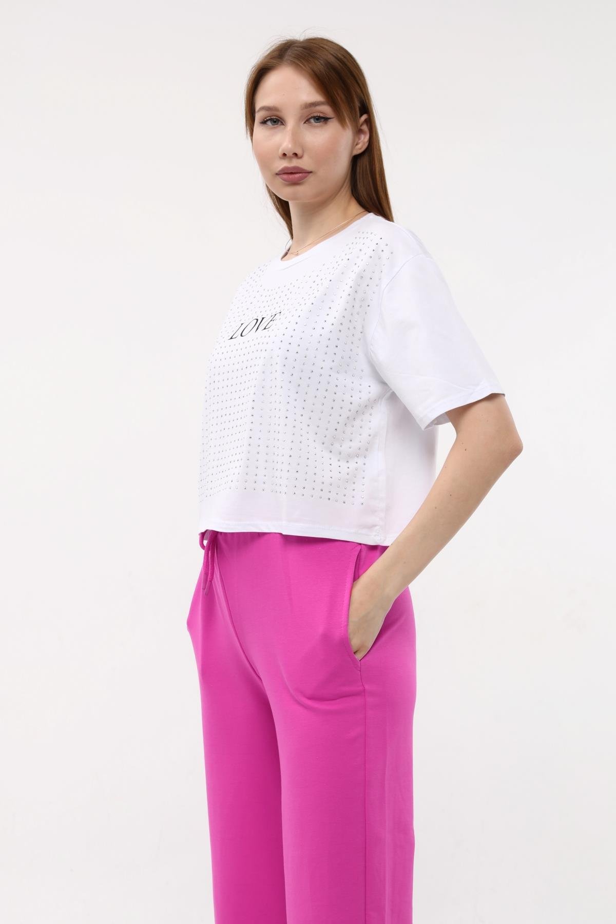 Love Taşlı Tişört