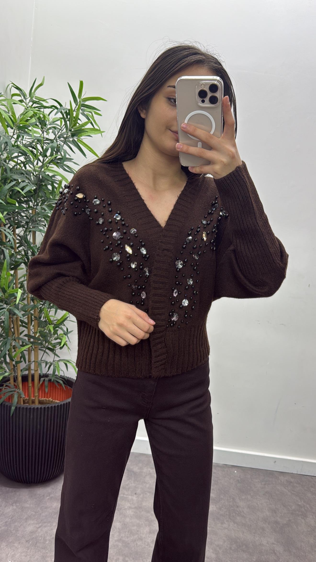 Lüks Taşlı Hırka