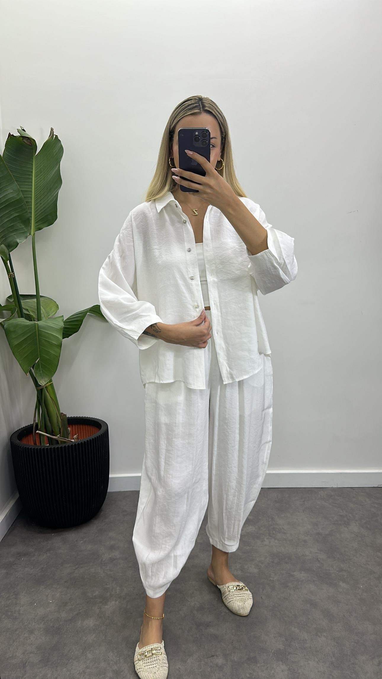 Lüks Tensel Gömlek Pantolon Takım