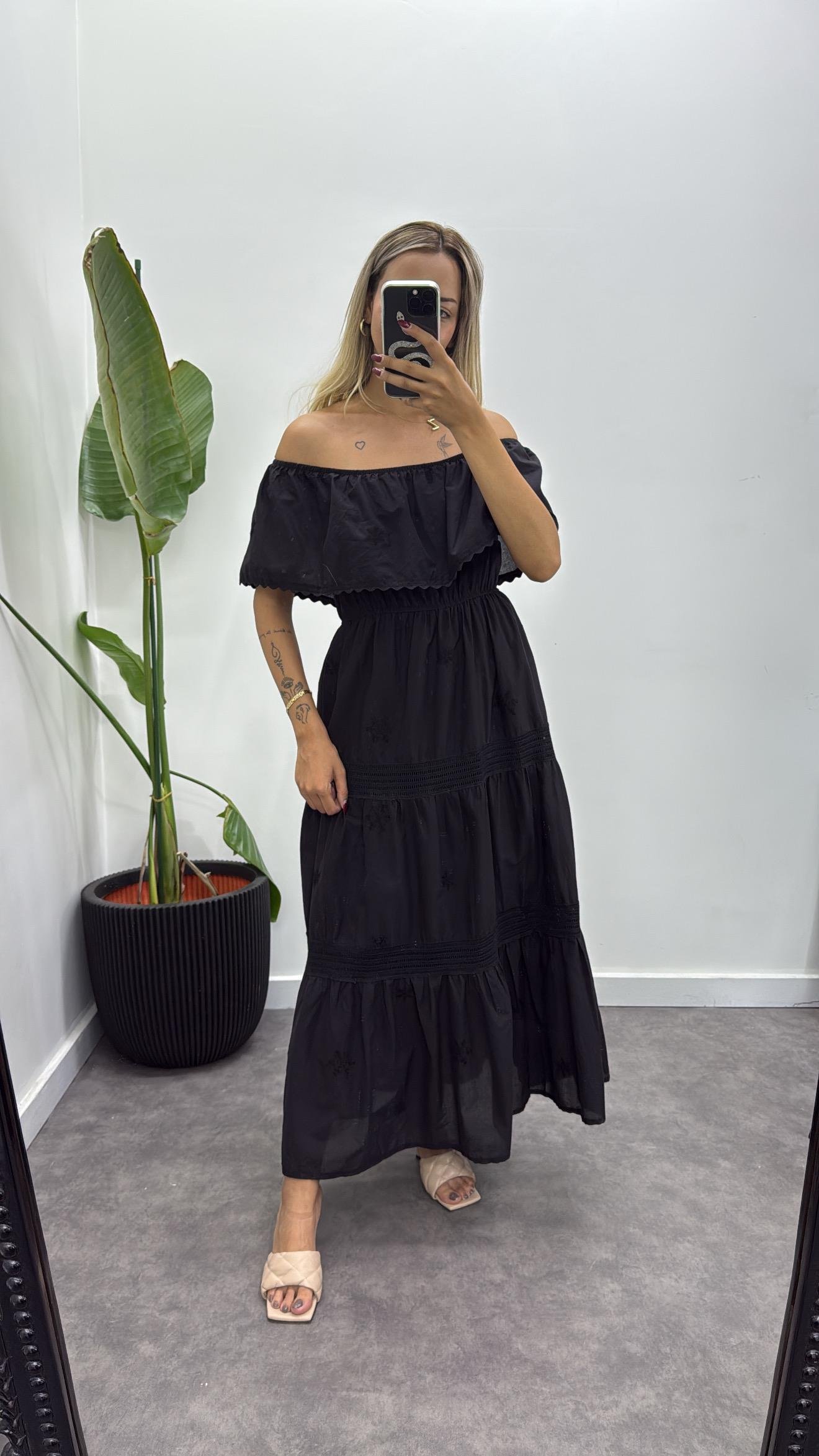 Madonna Yaka İşlemeli Elbise