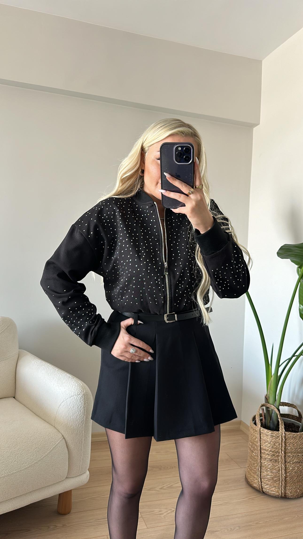 Marka Model Taşlı Bomber Ceket