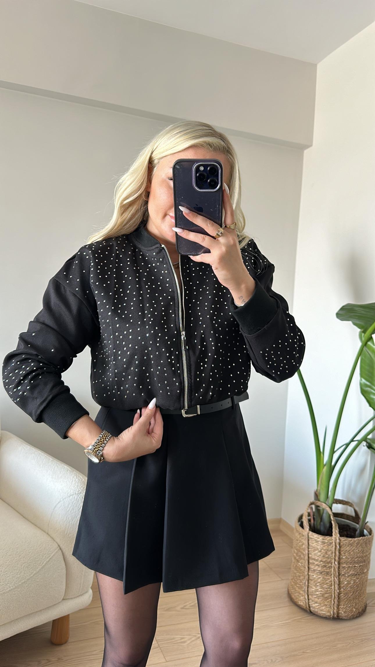 Marka Model Taşlı Bomber Ceket