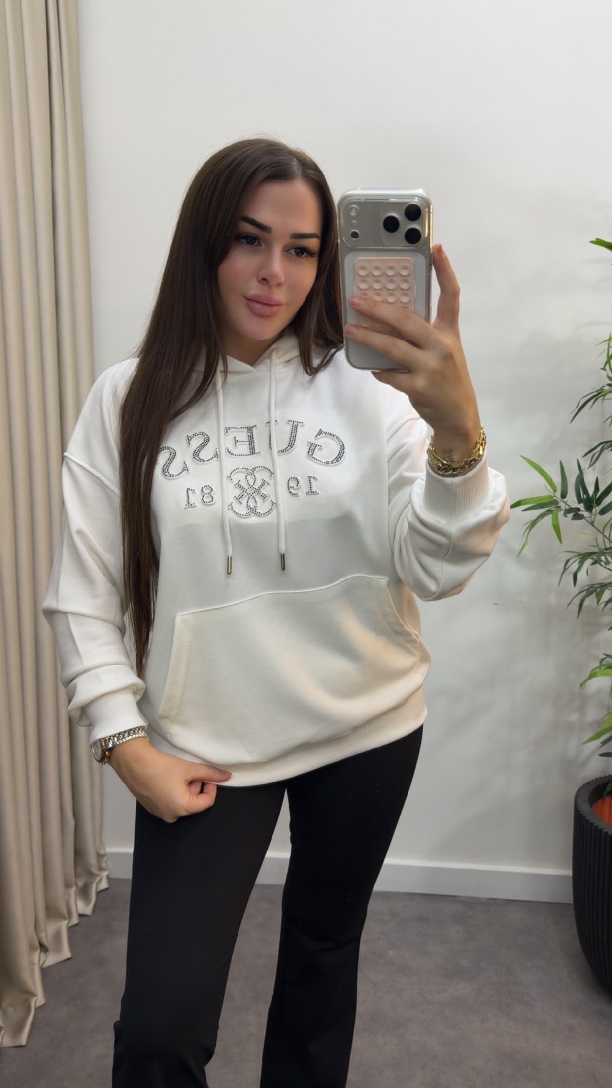 Marka Model Taşlı Sweatshirt