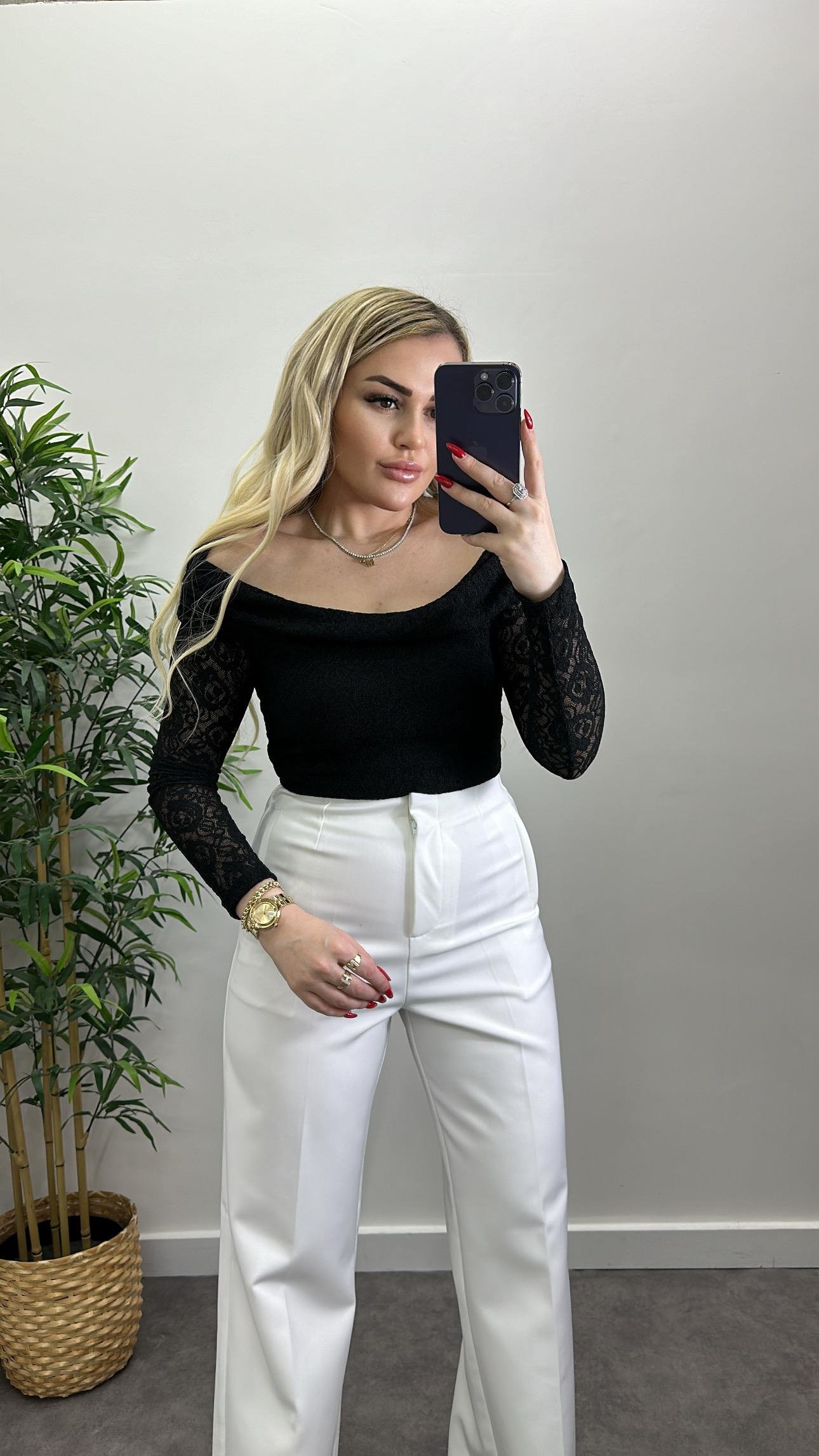 Modanna Yaka Dantelli Bluz