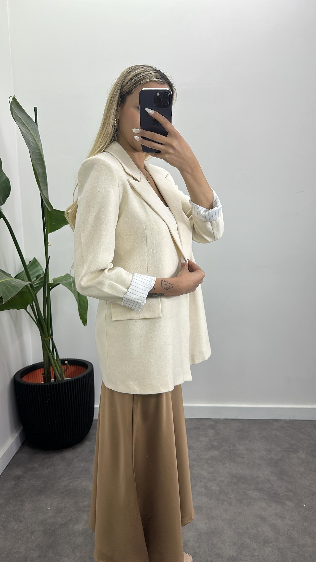 Orj Marka Ham Keten Blazer Ceket