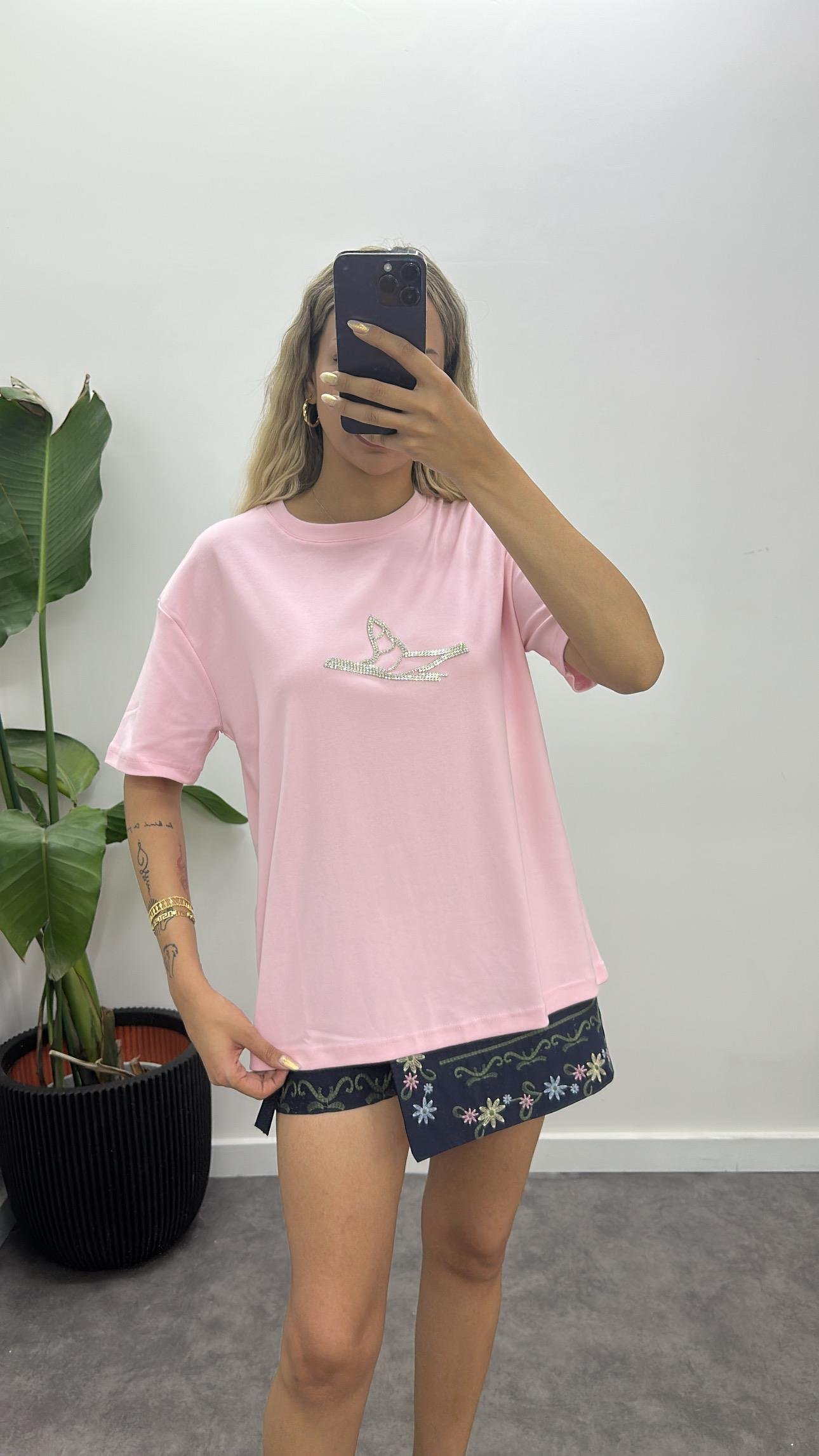 Orjinal Marka Taşlı T-Shirt