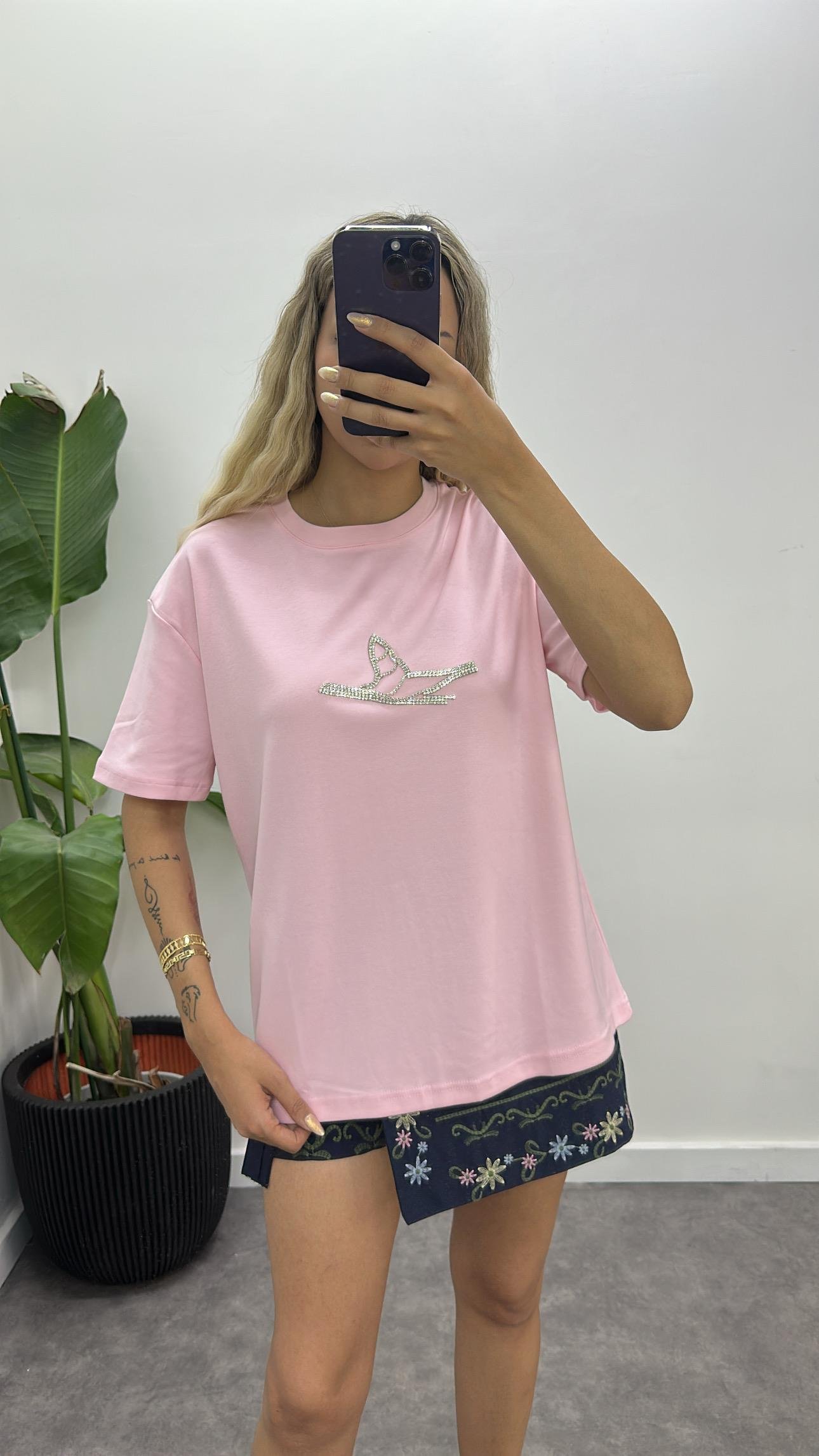 Orjinal Marka Taşlı T-Shirt