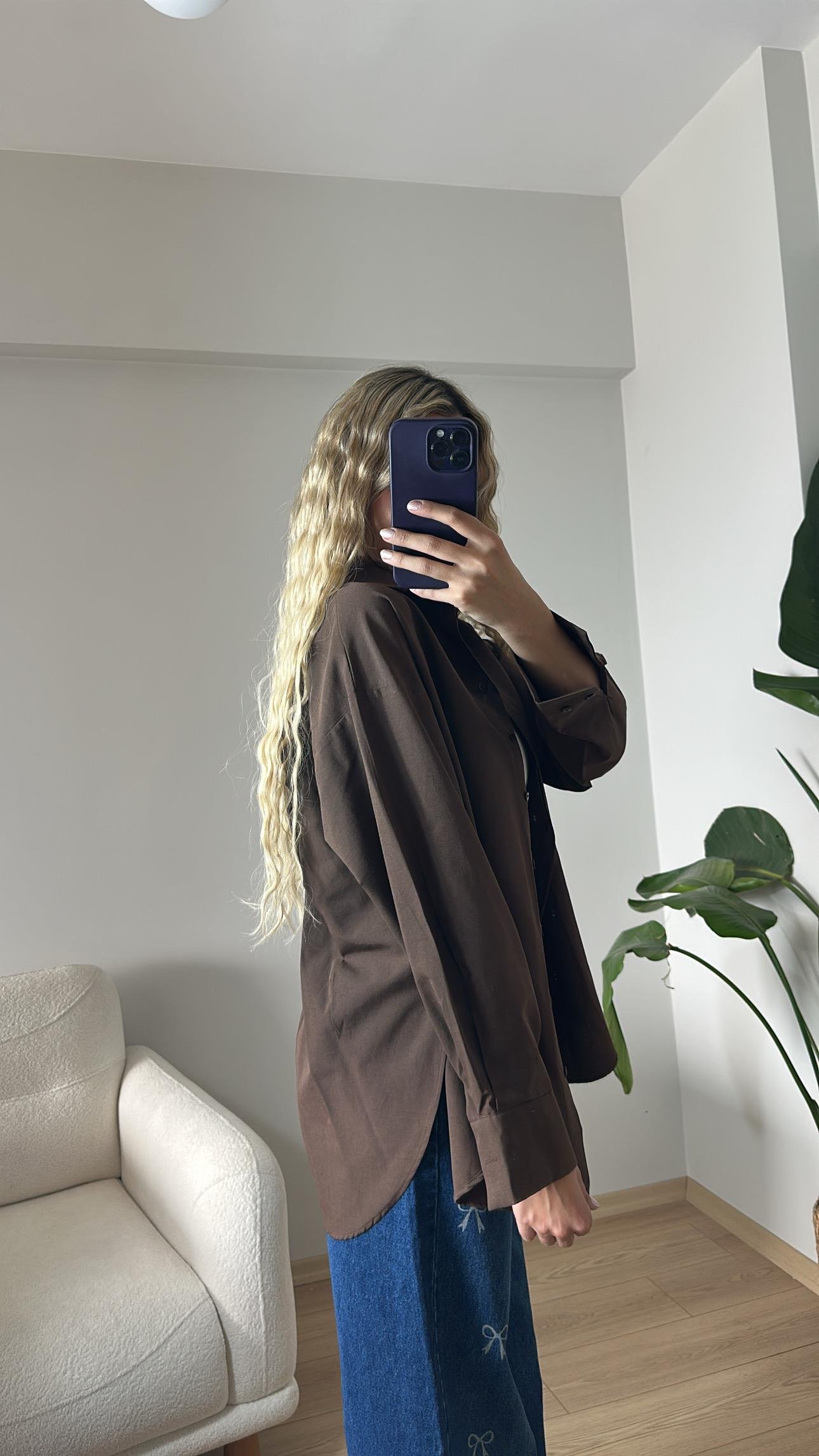 Oversize Klasik Keten Gömlek