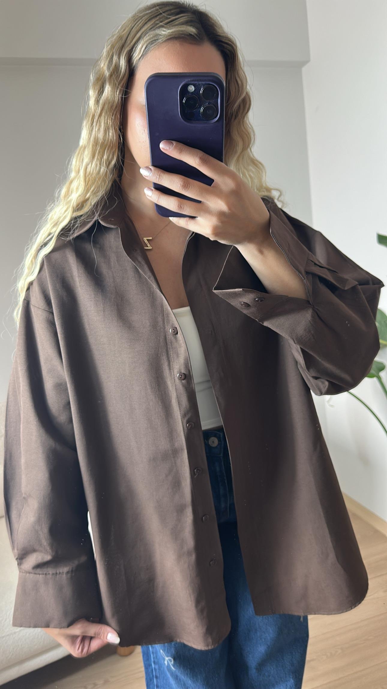Oversize Klasik Keten Gömlek