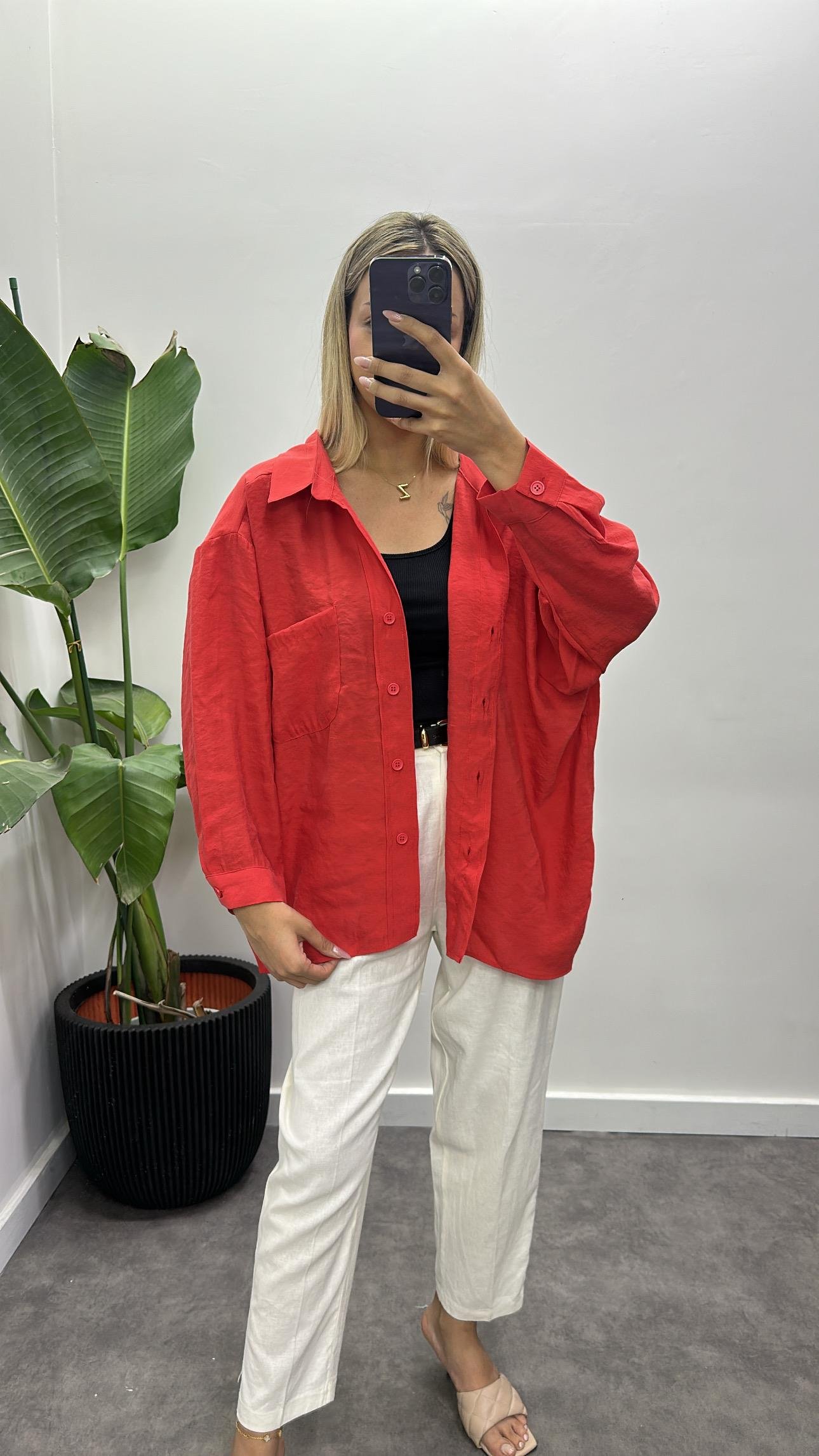 Oversize Lüks Tensel Gömlek