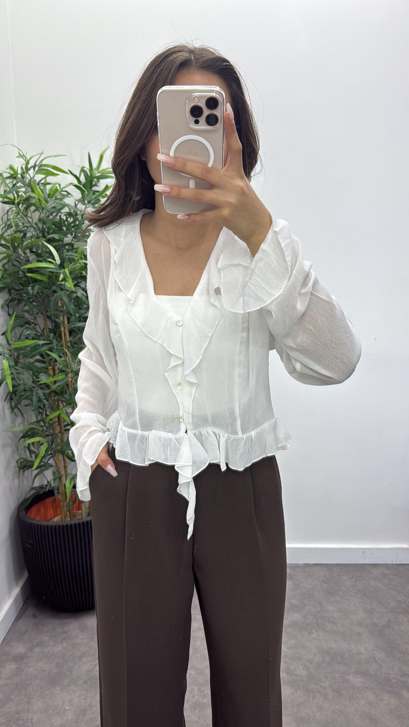 Şifon Düğmeli Bluz