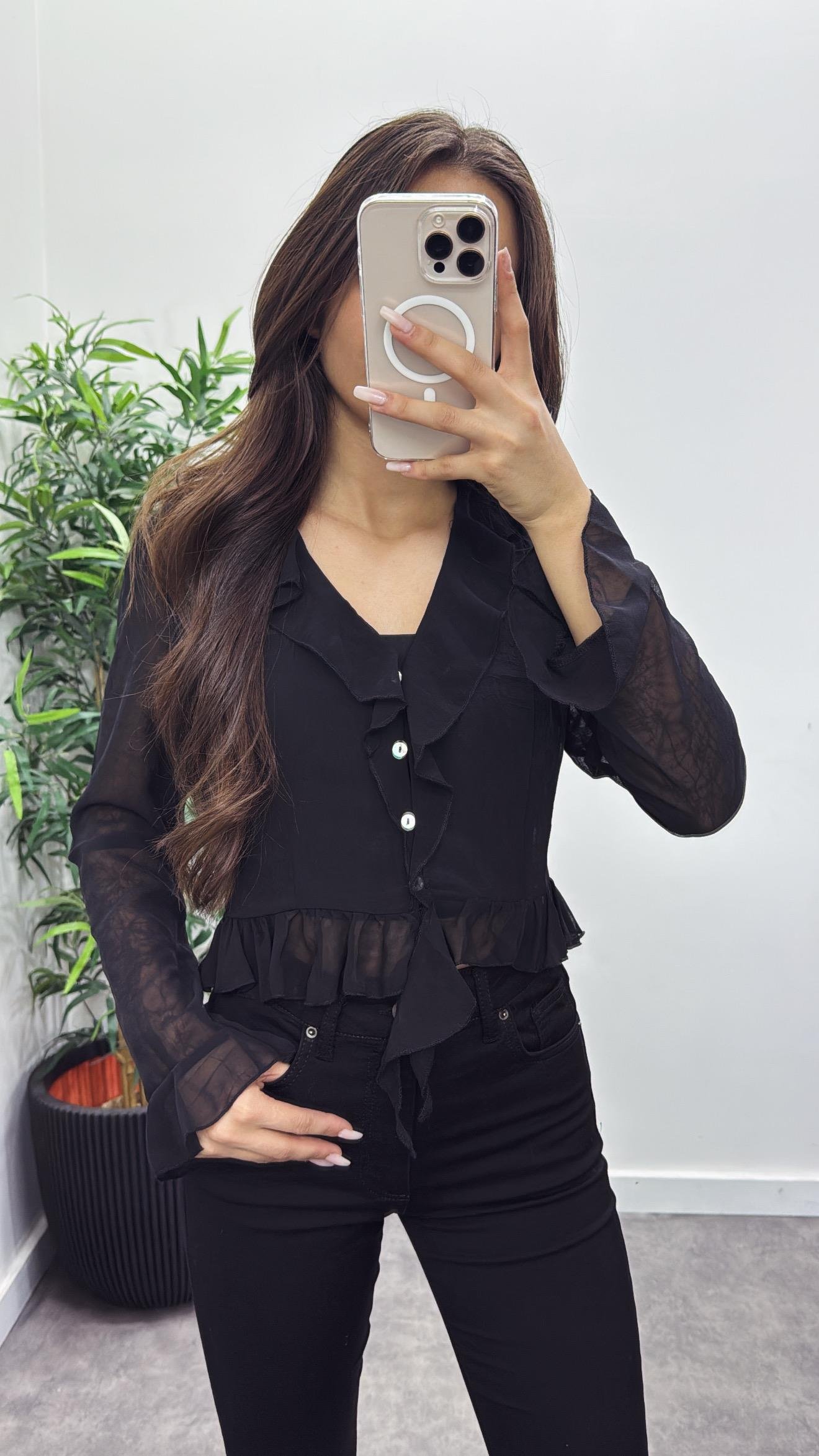 Şifon Düğmeli Bluz