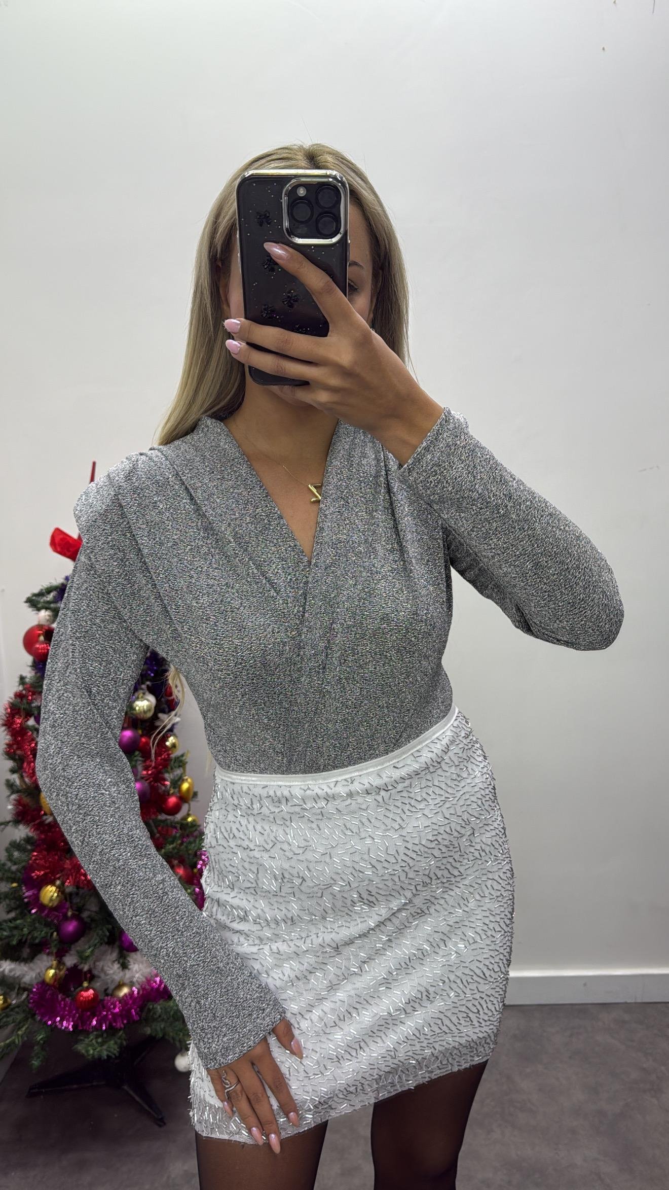 Simli Vatkalı Bodysuit