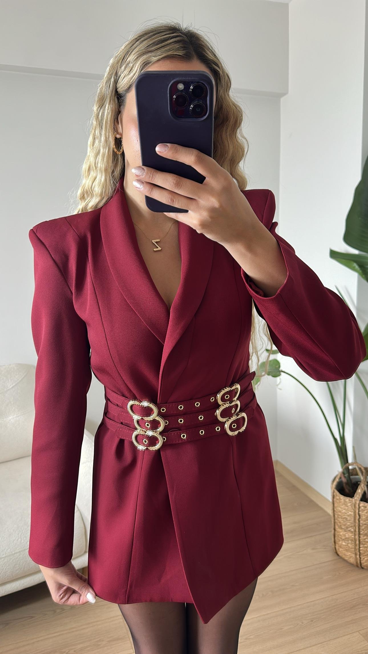 Tasarım Kemerli Ceket Elbise