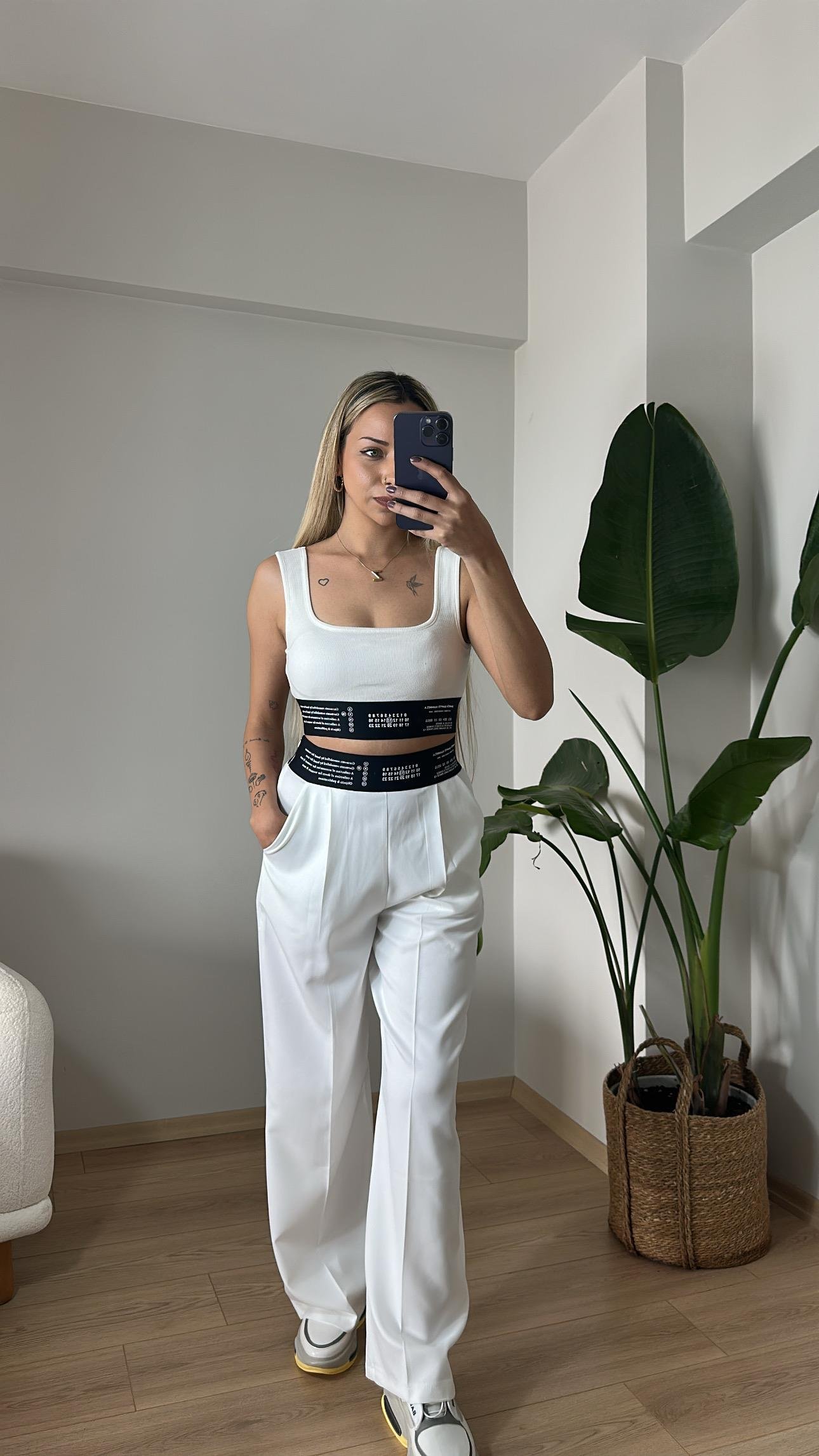 Tasarım Korseli Lastikli Pantolon