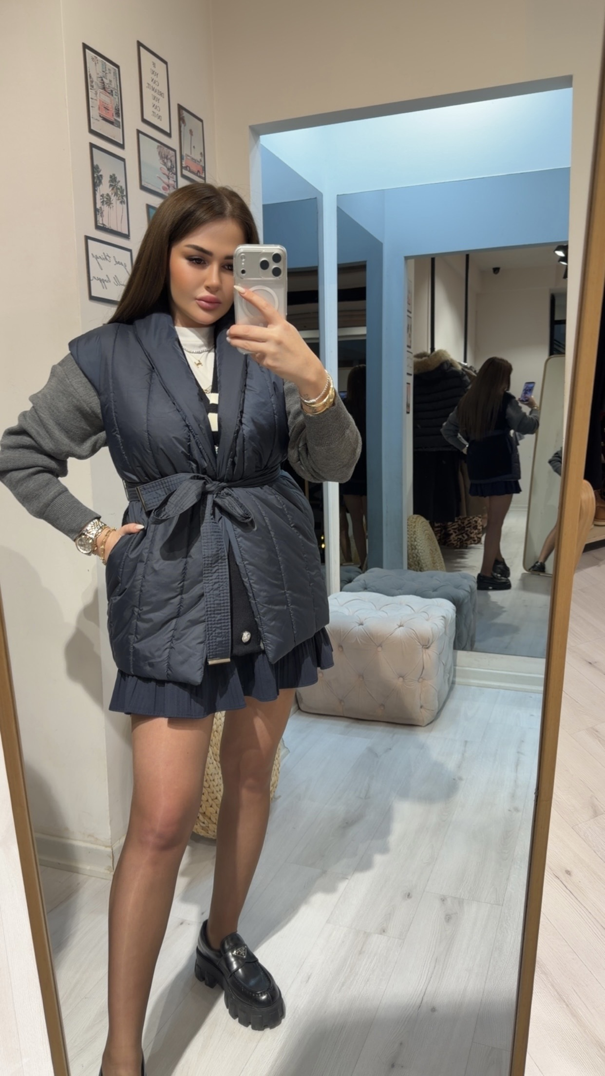 Triko Detay Şişme Yelek