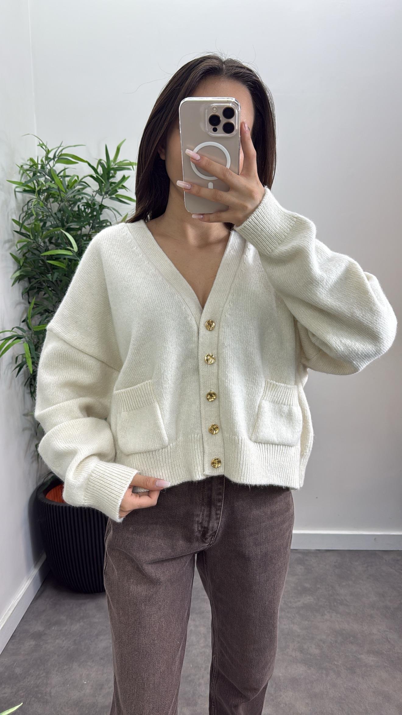 V Yaka Cepli Triko Hırka