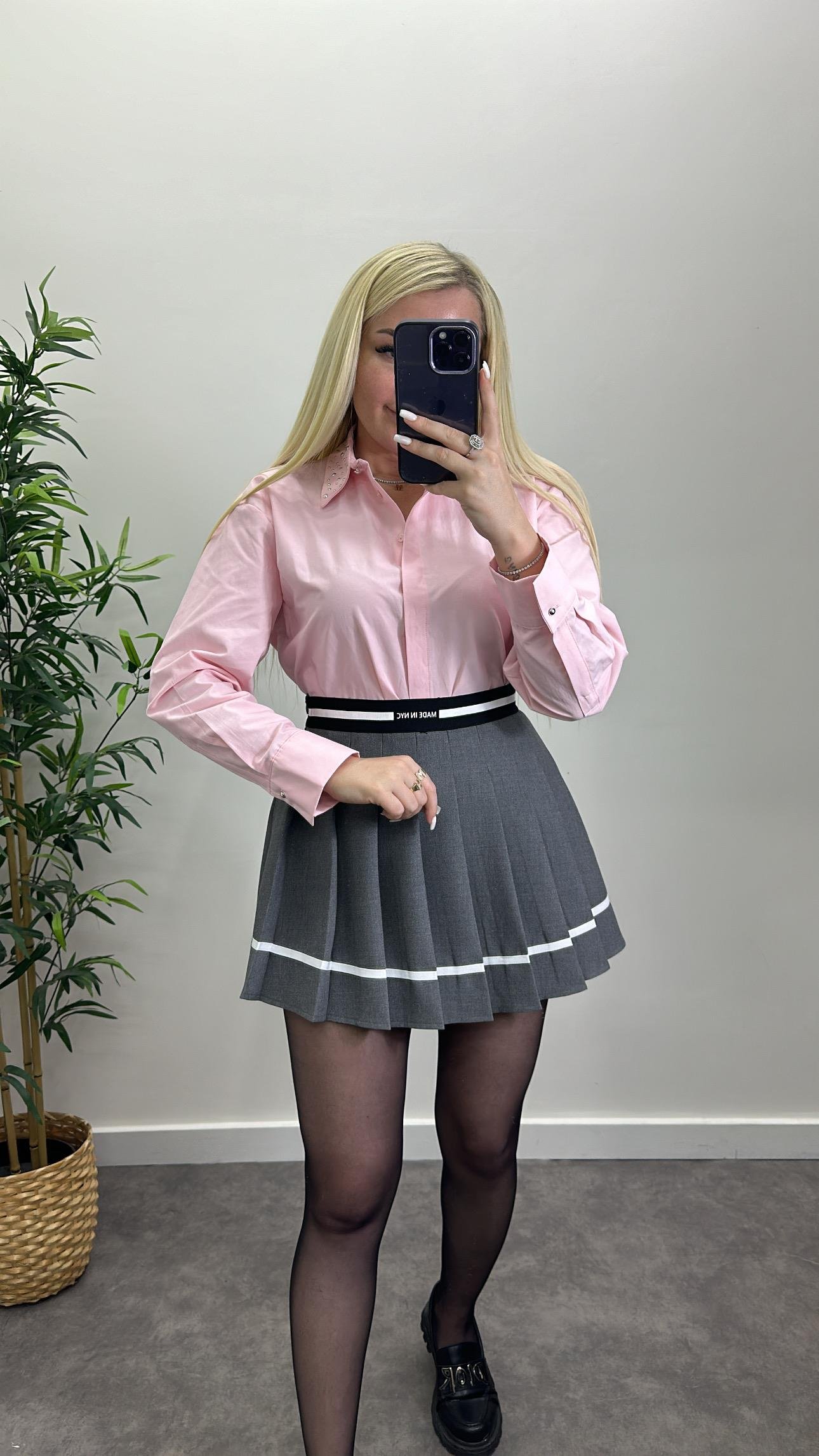 Yaka Zımba Detay Gömlek