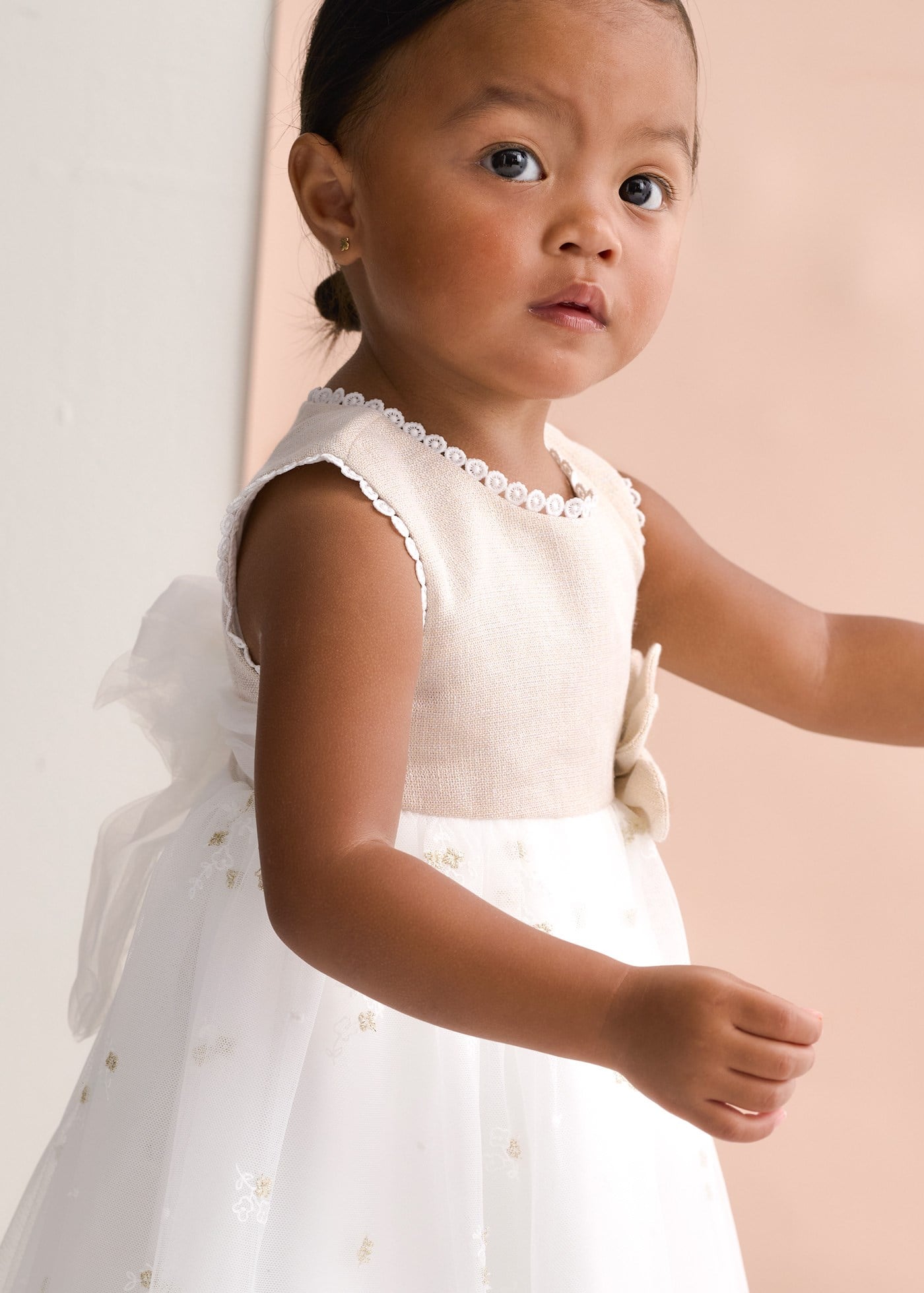 Mayoral Abel Lula Baby Girl Tulle Formal Dress Beige
