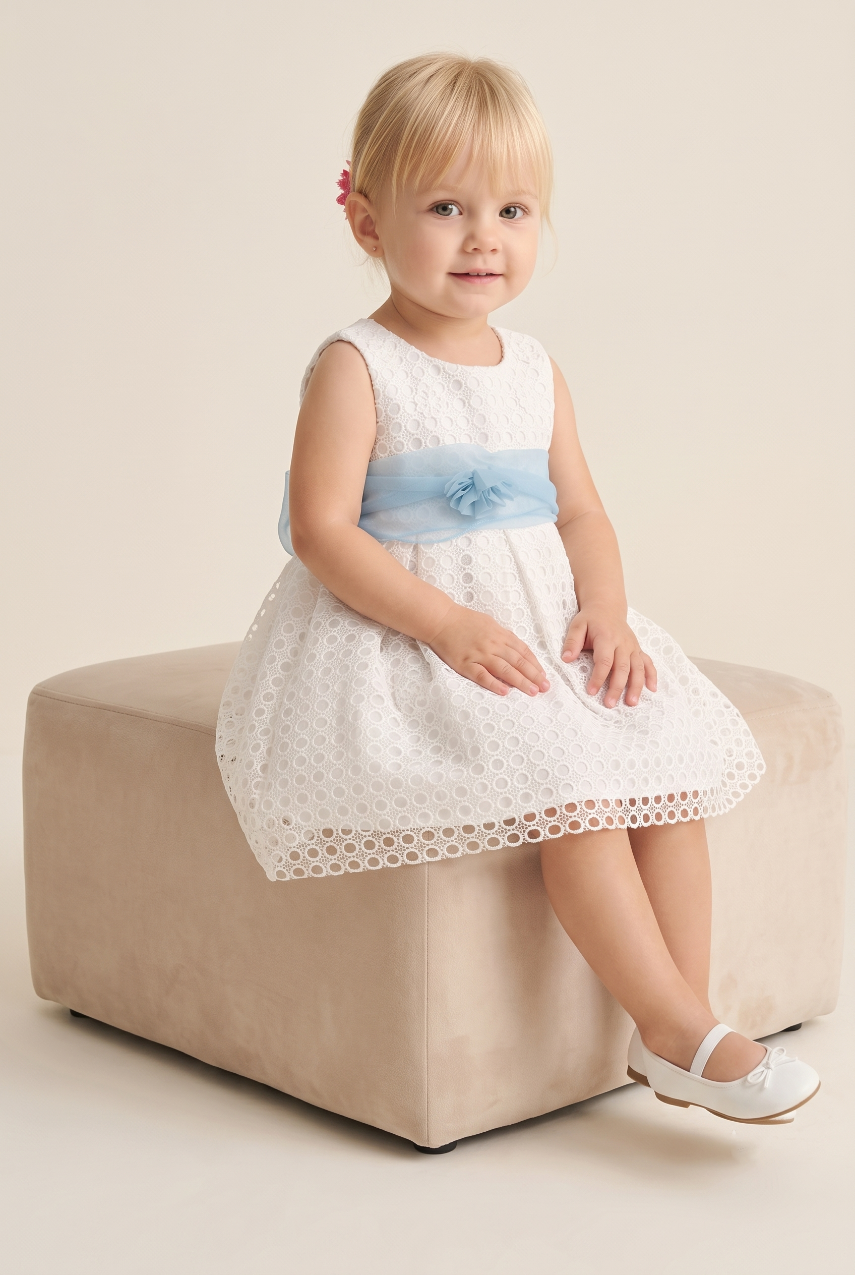 Mayoral Abel Lula Baby Girl Tulle Embroidered Formal Dress Cream