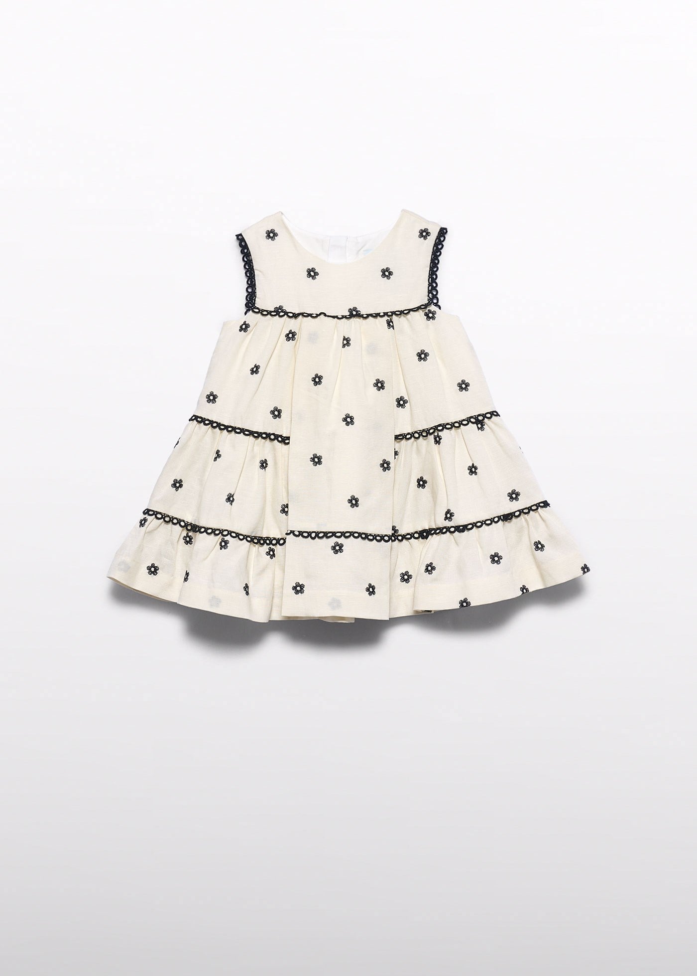 Mayoral Abel Lula Baby Girl Embroidered Dress Cream