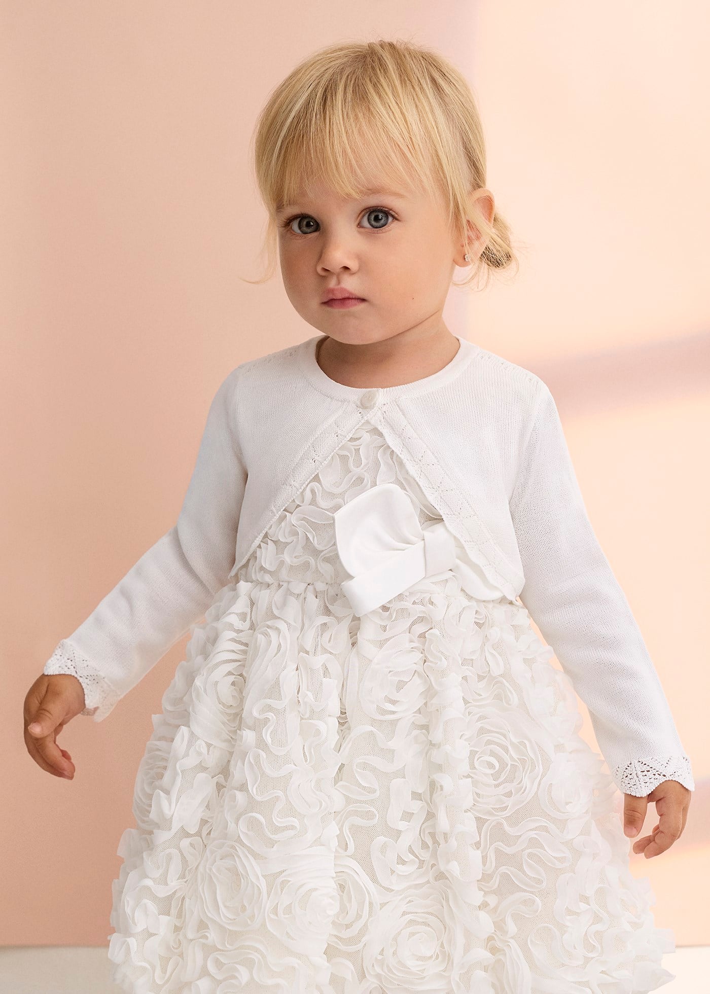 Mayoral Abel Lula Baby Girl Mercerized Bolero White
