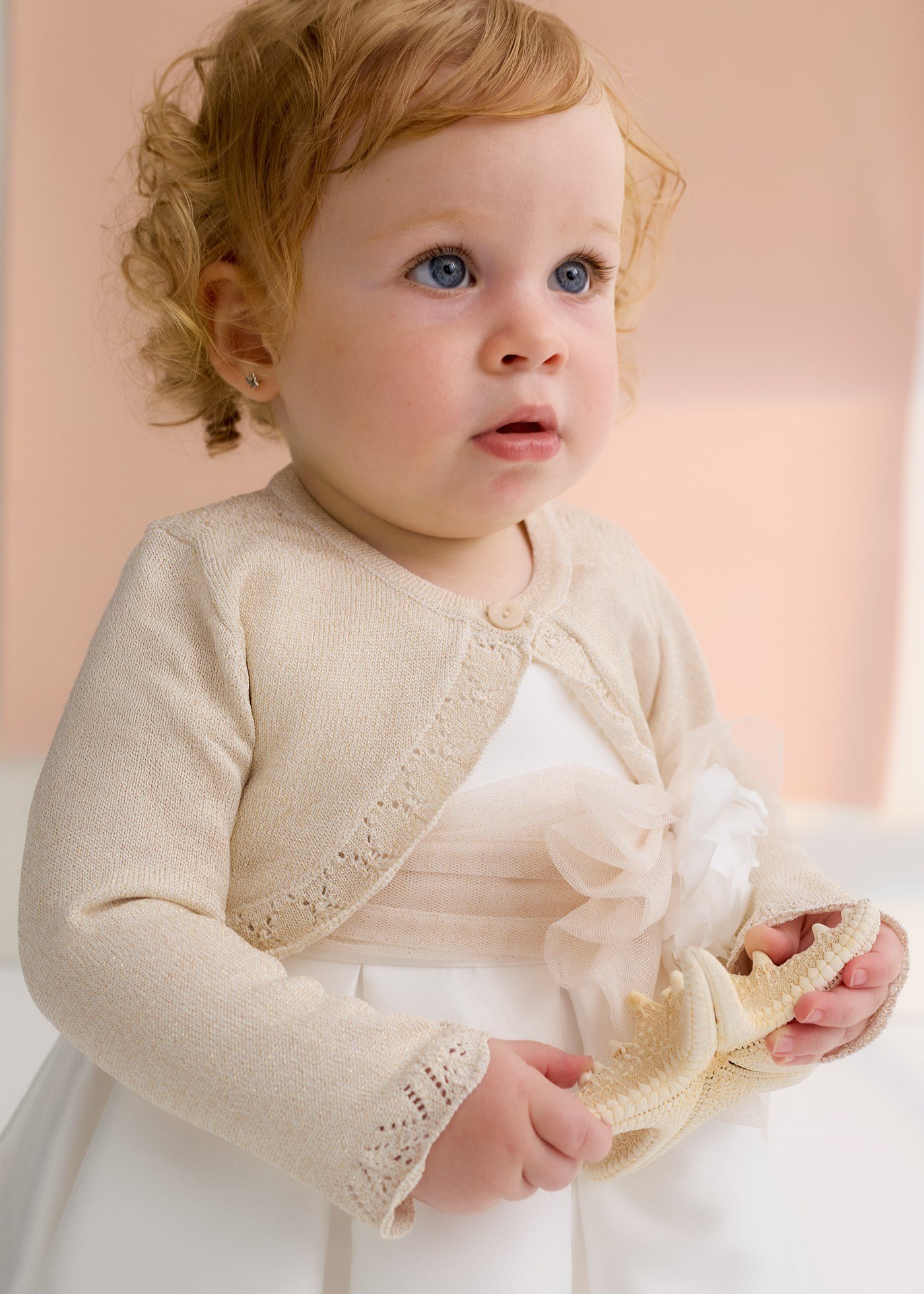 Mayoral Abel Lula Baby Girl Mercerized Bolero Beige