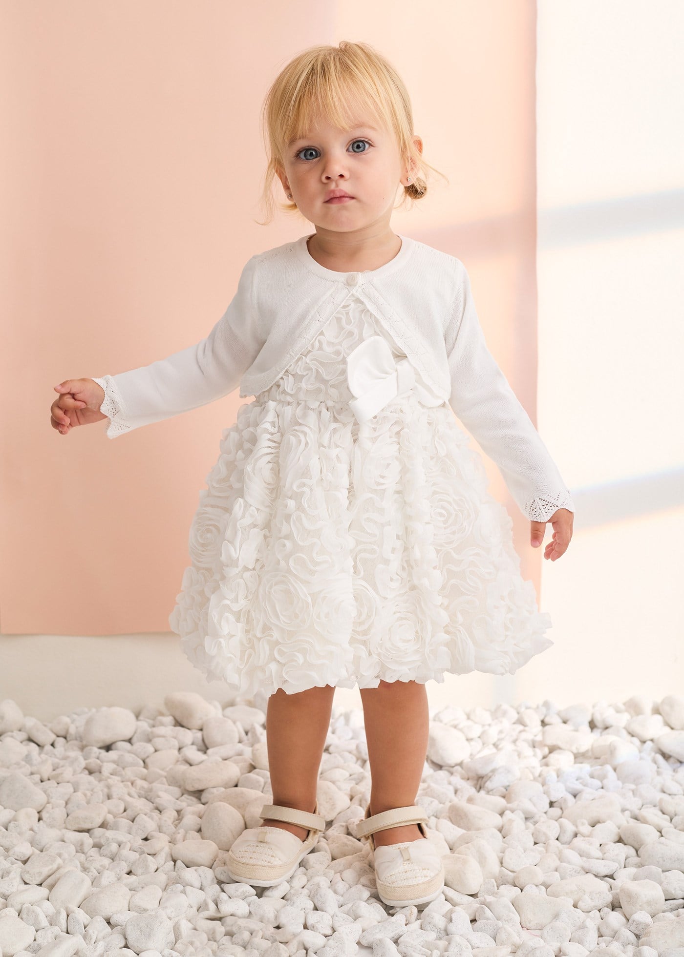 Mayoral Abel Lula Baby Girl Mercerized Bolero White