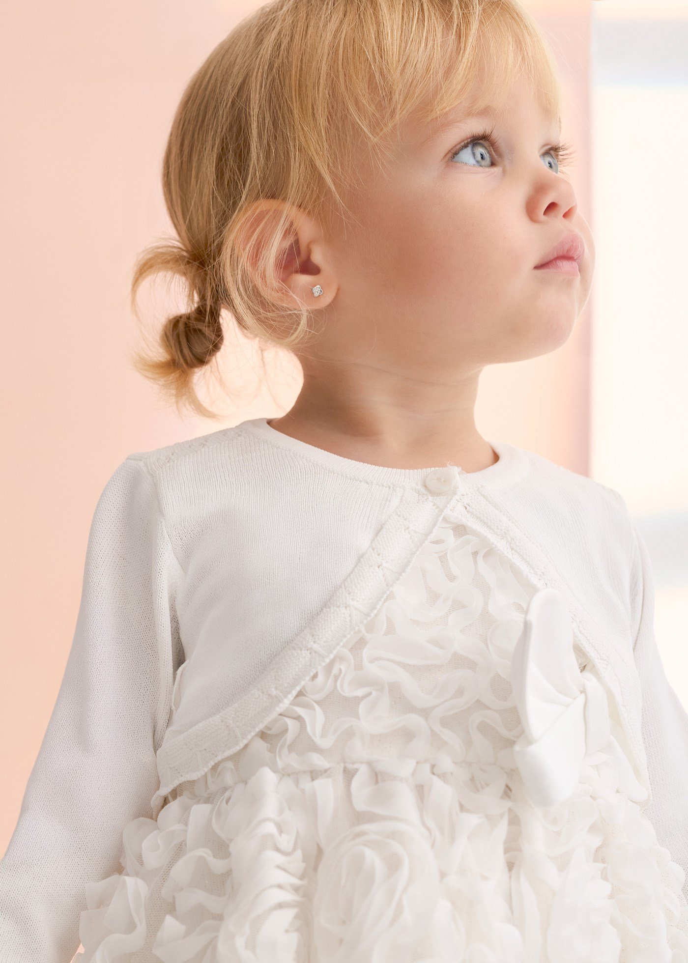 Mayoral Abel Lula Baby Girl Mercerized Bolero White