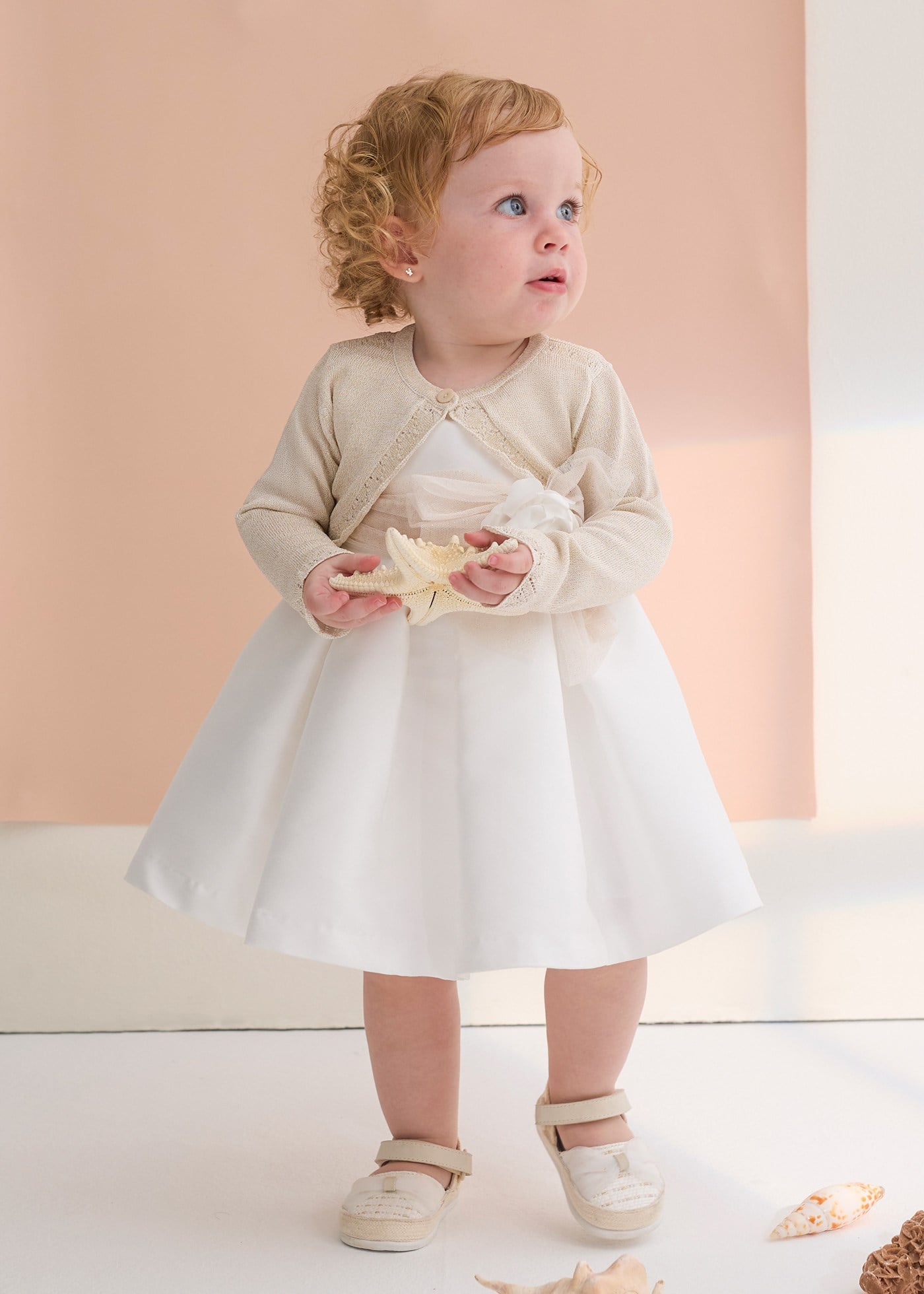 Mayoral Abel Lula Baby Girl Mercerized Bolero Beige