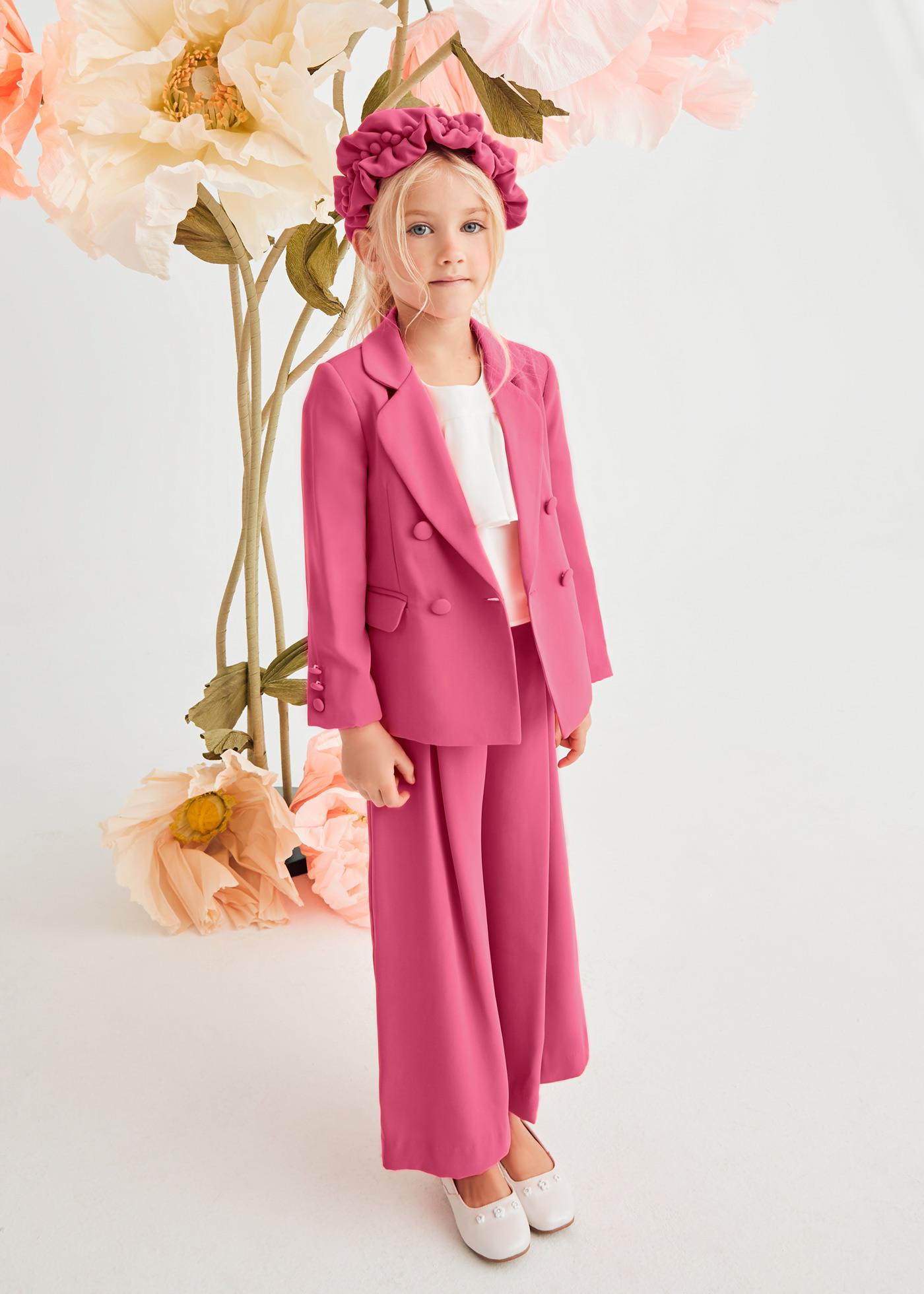 Mayoral Abel Lula Girls' Queens Formal Jacket and Pants Set Pink