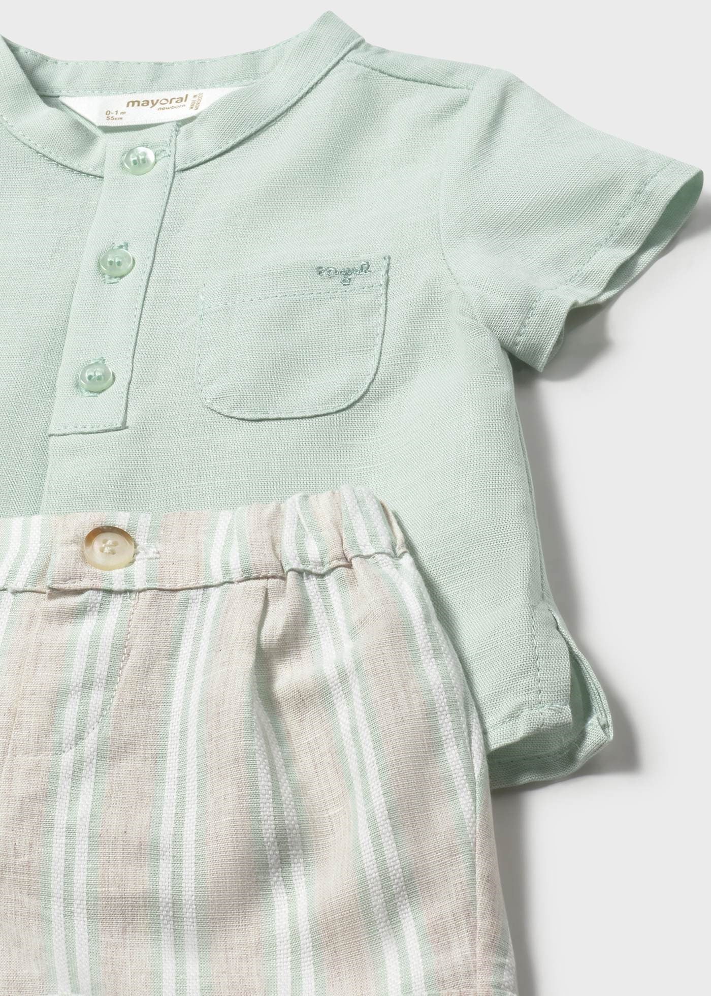 Mayoral Newborn Baby Boy Shirt and Shorts Set Green