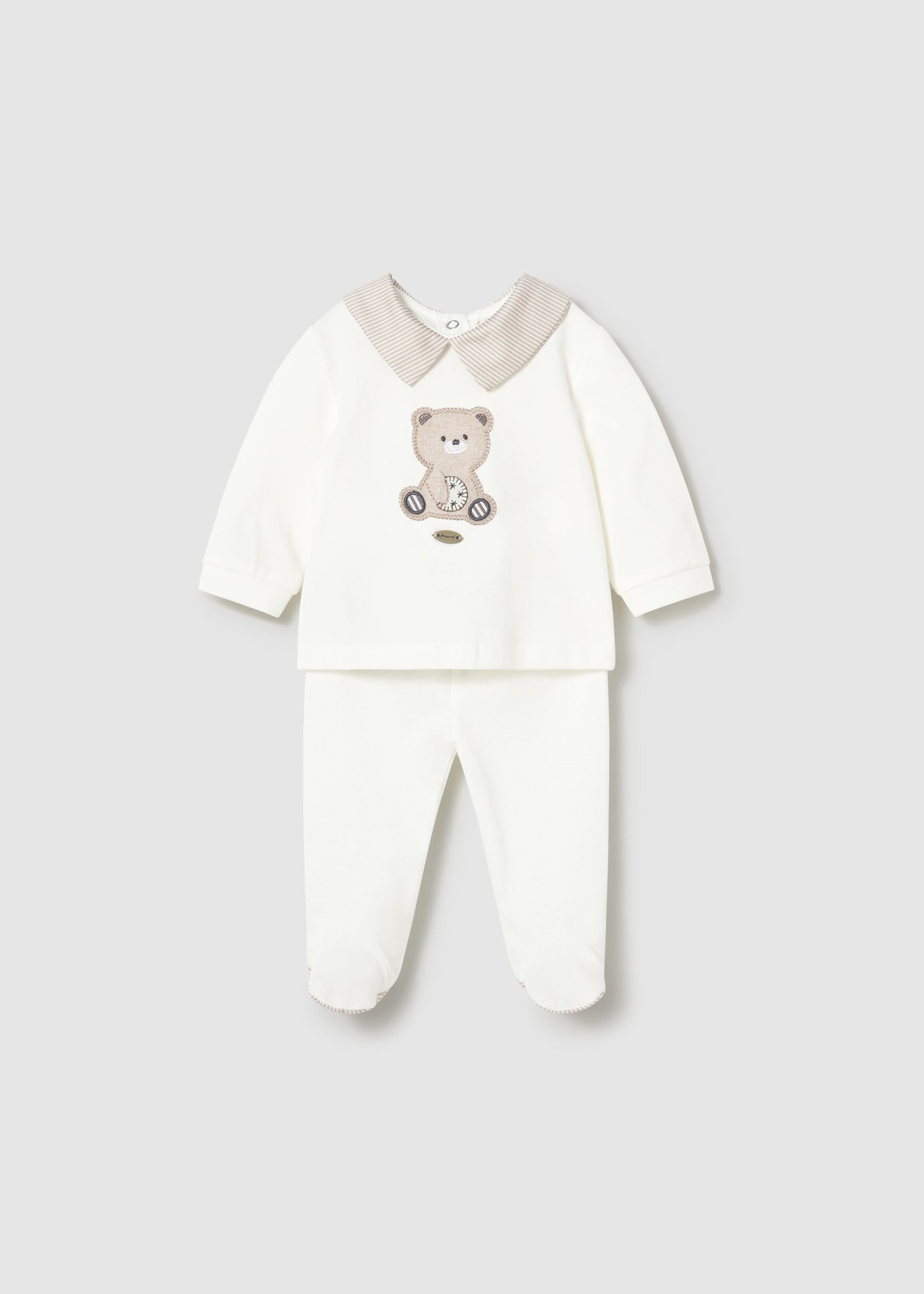 Mayoral Newborn Baby Boy Footed Cotton Set, Beige