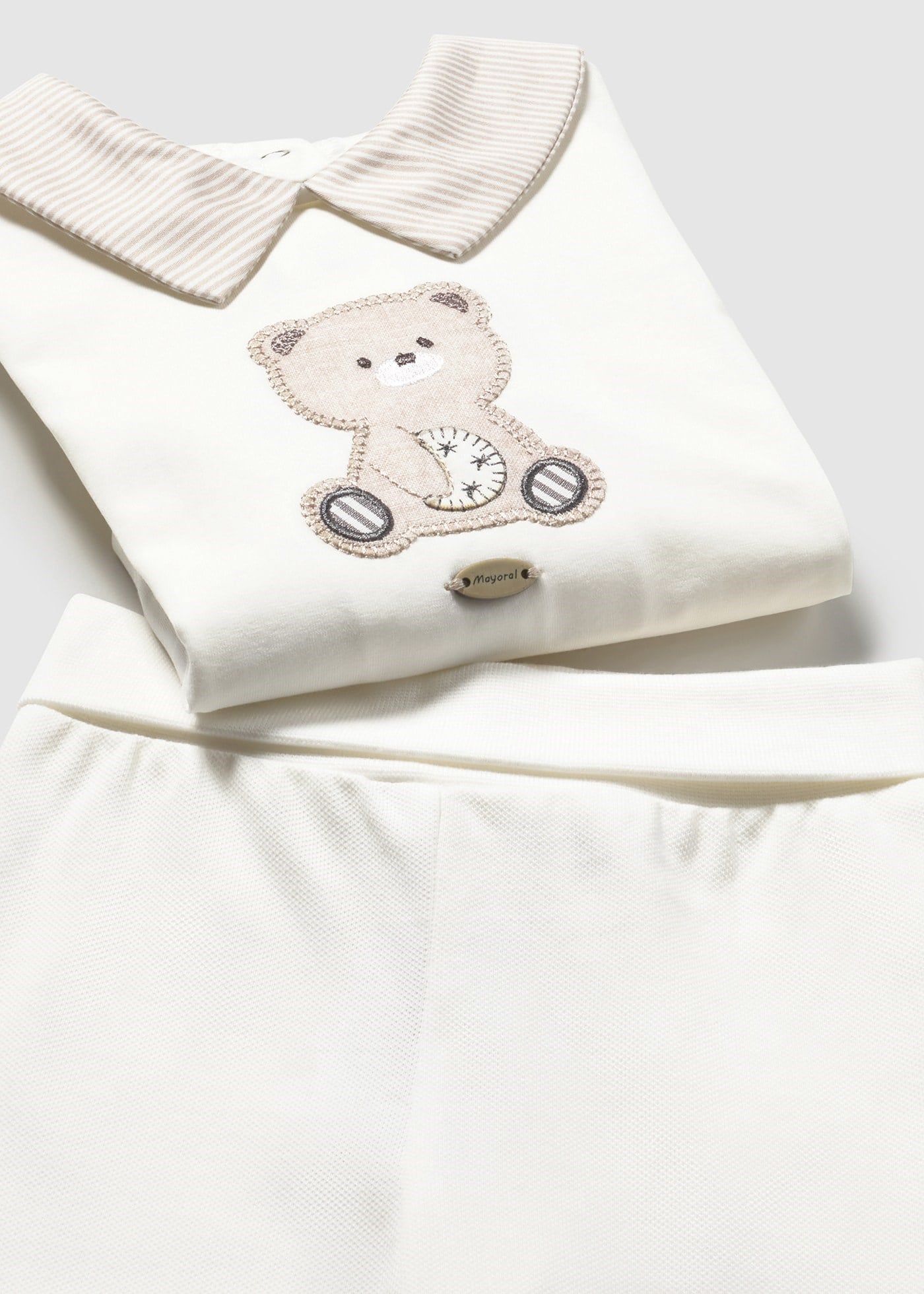Mayoral Newborn Baby Boy Footed Cotton Set, Beige