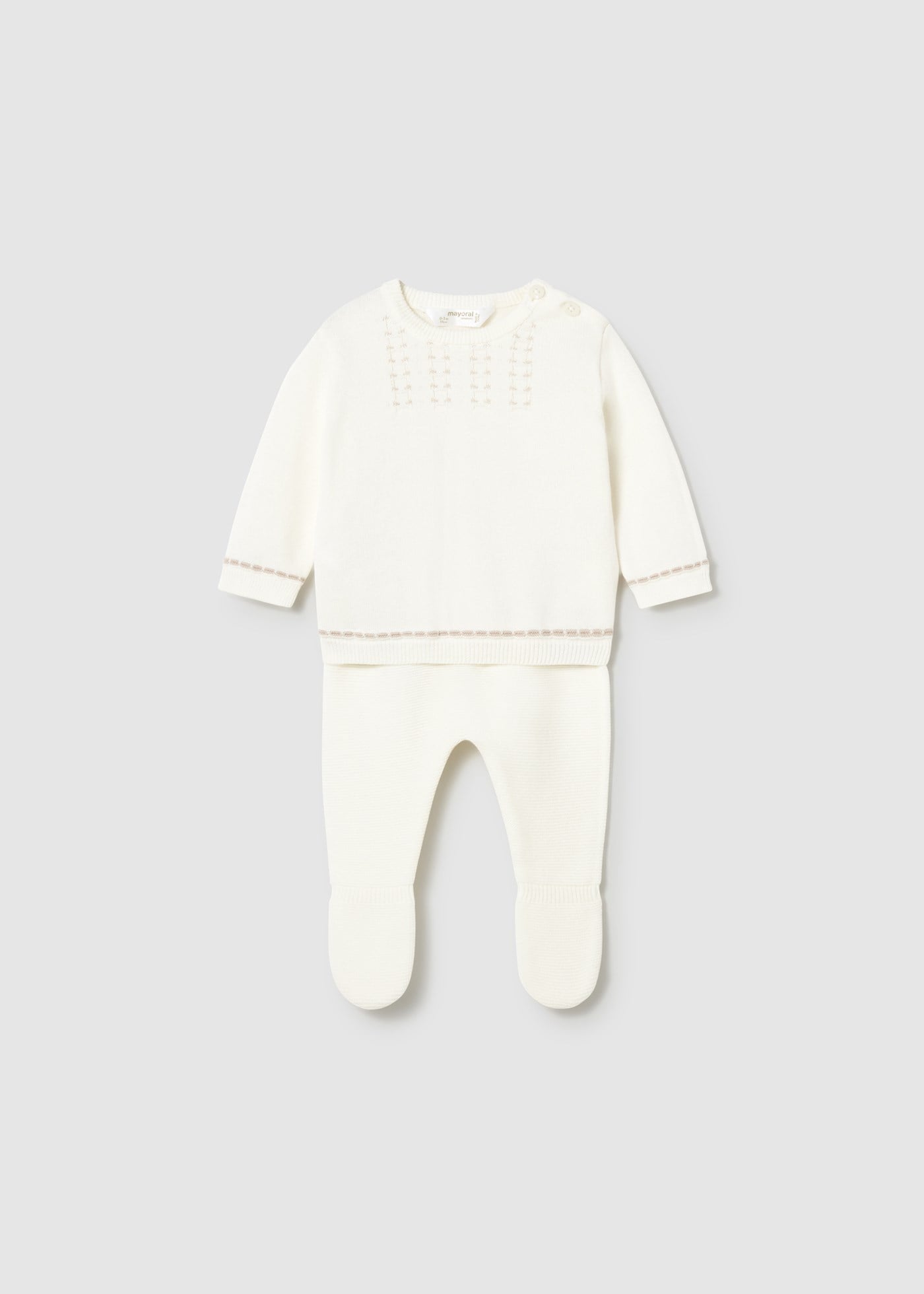 Mayoral Newborn Baby Boy Bootie Set, Mercerized Knit, Cream