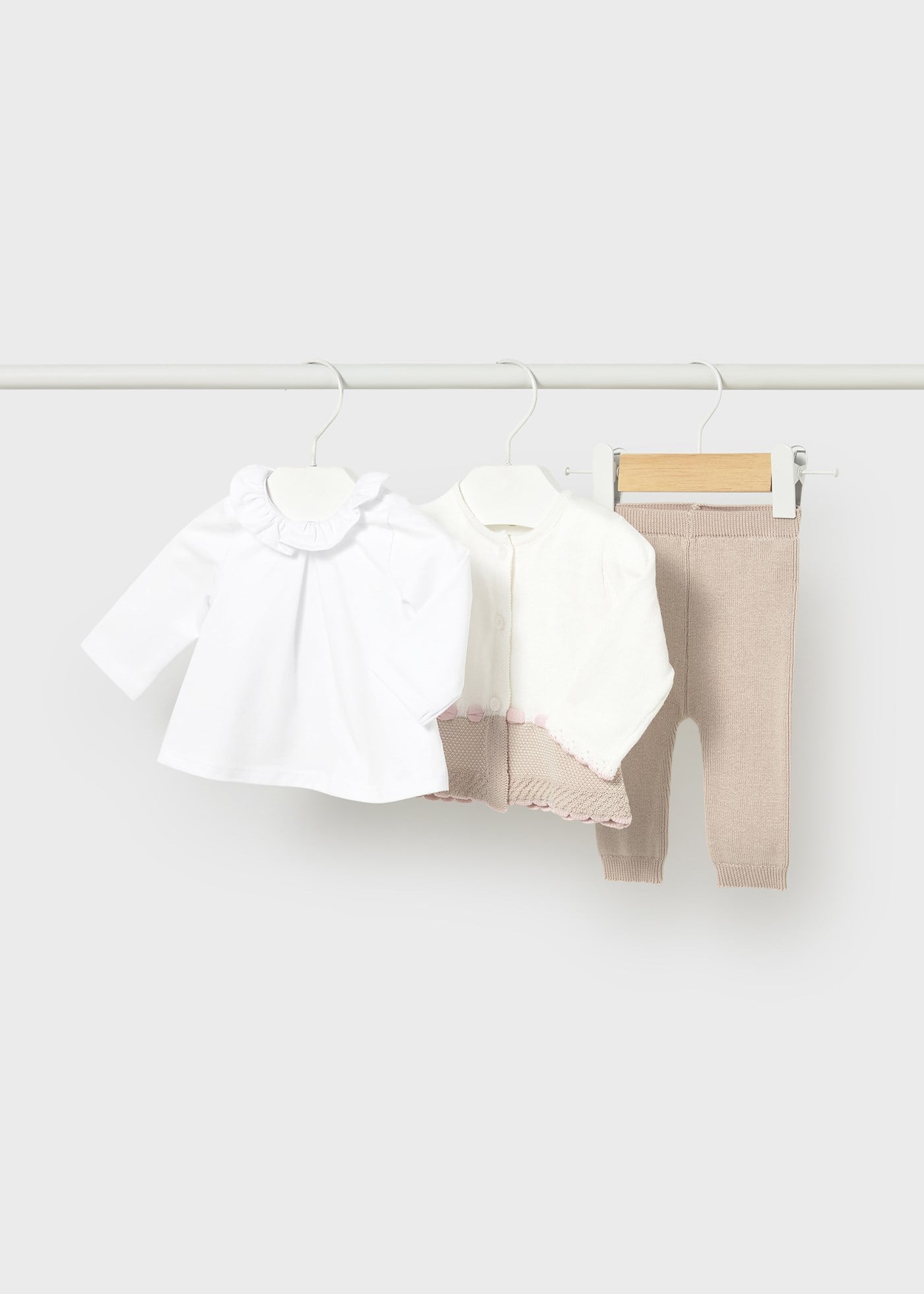 Mayoral Newborn Baby Girl Knitted Pants Set Beige
