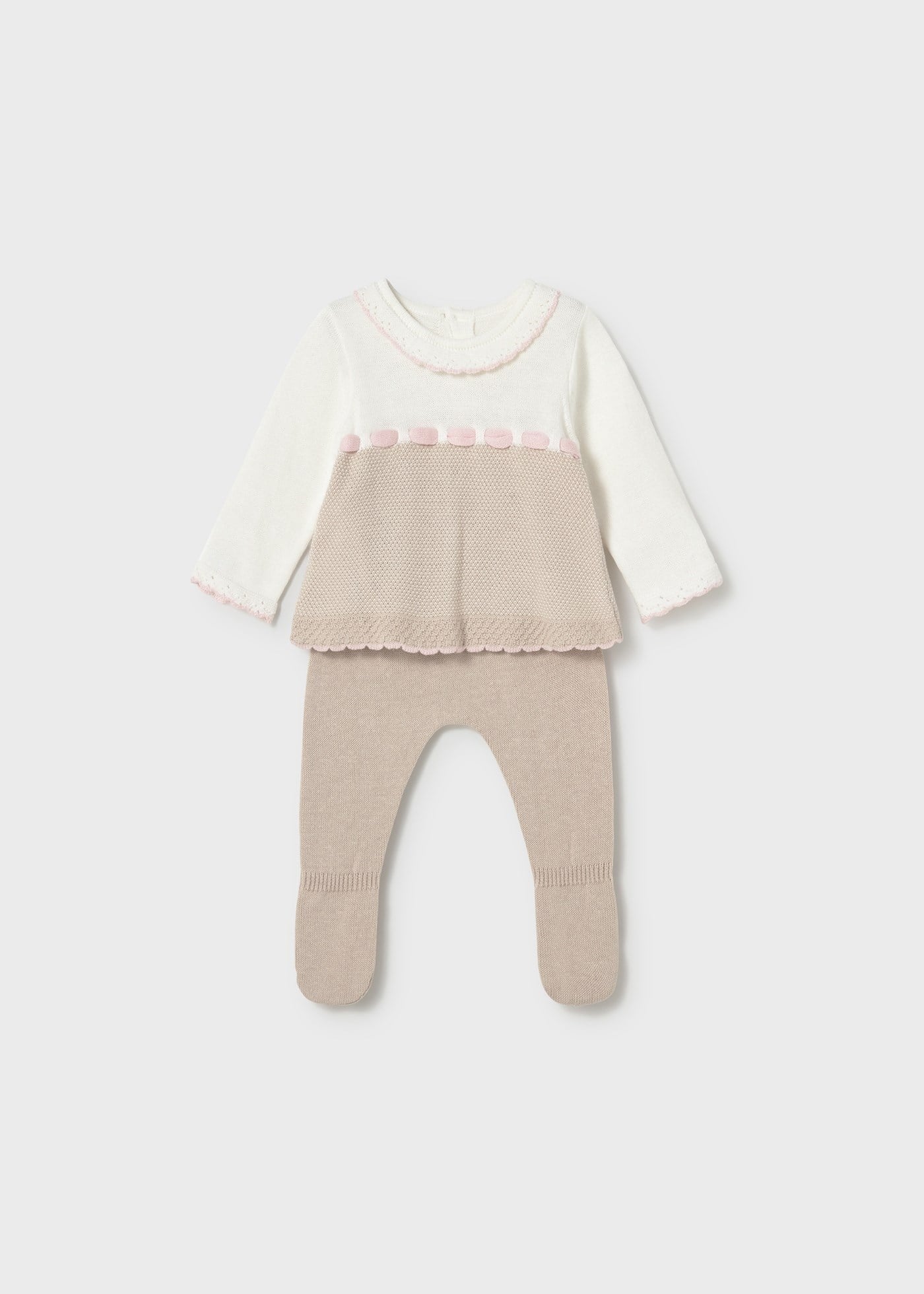 Mayoral Newborn Baby Girl Mercerized Knit Set Beige