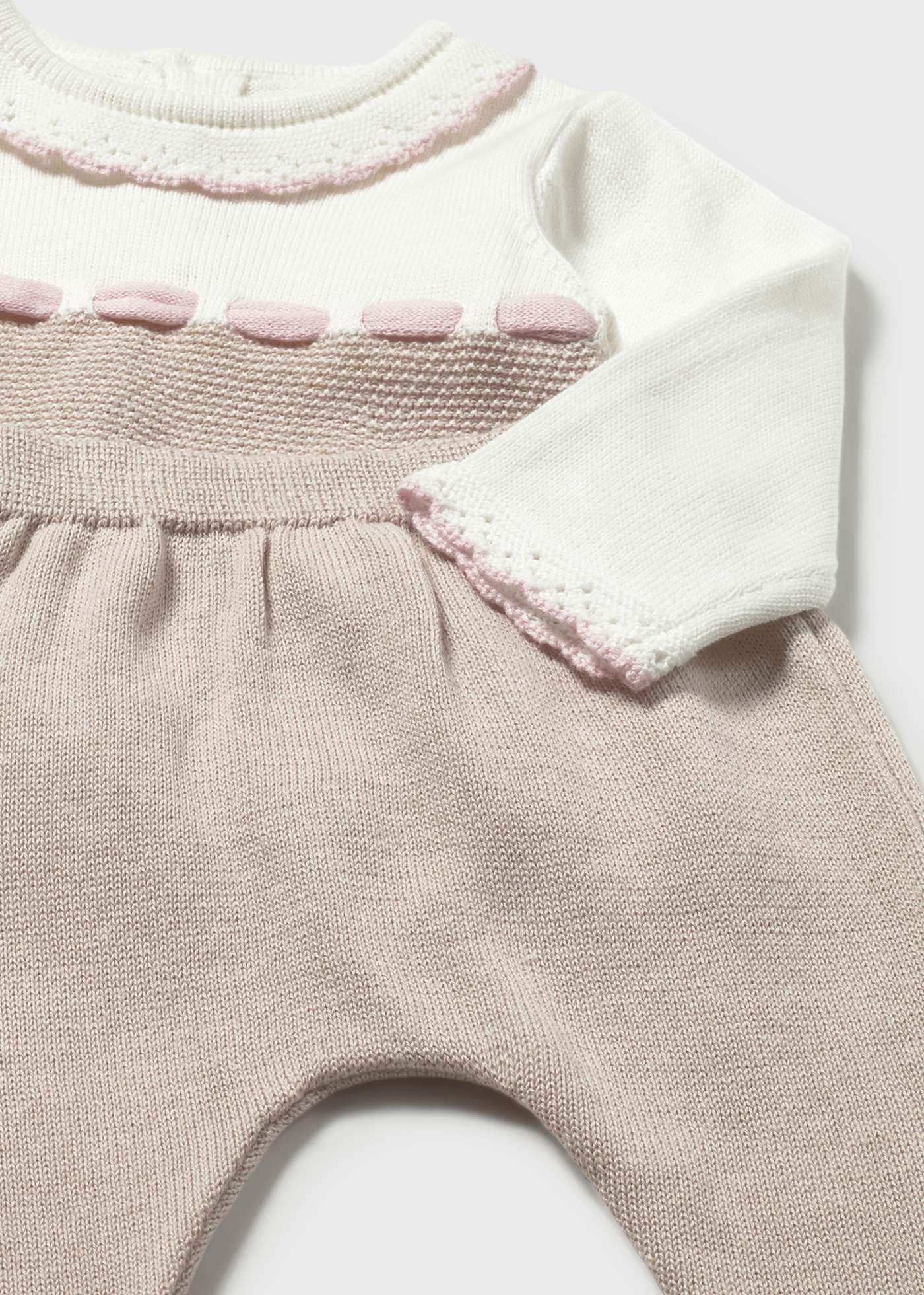 Mayoral Newborn Baby Girl Mercerized Knit Set Beige