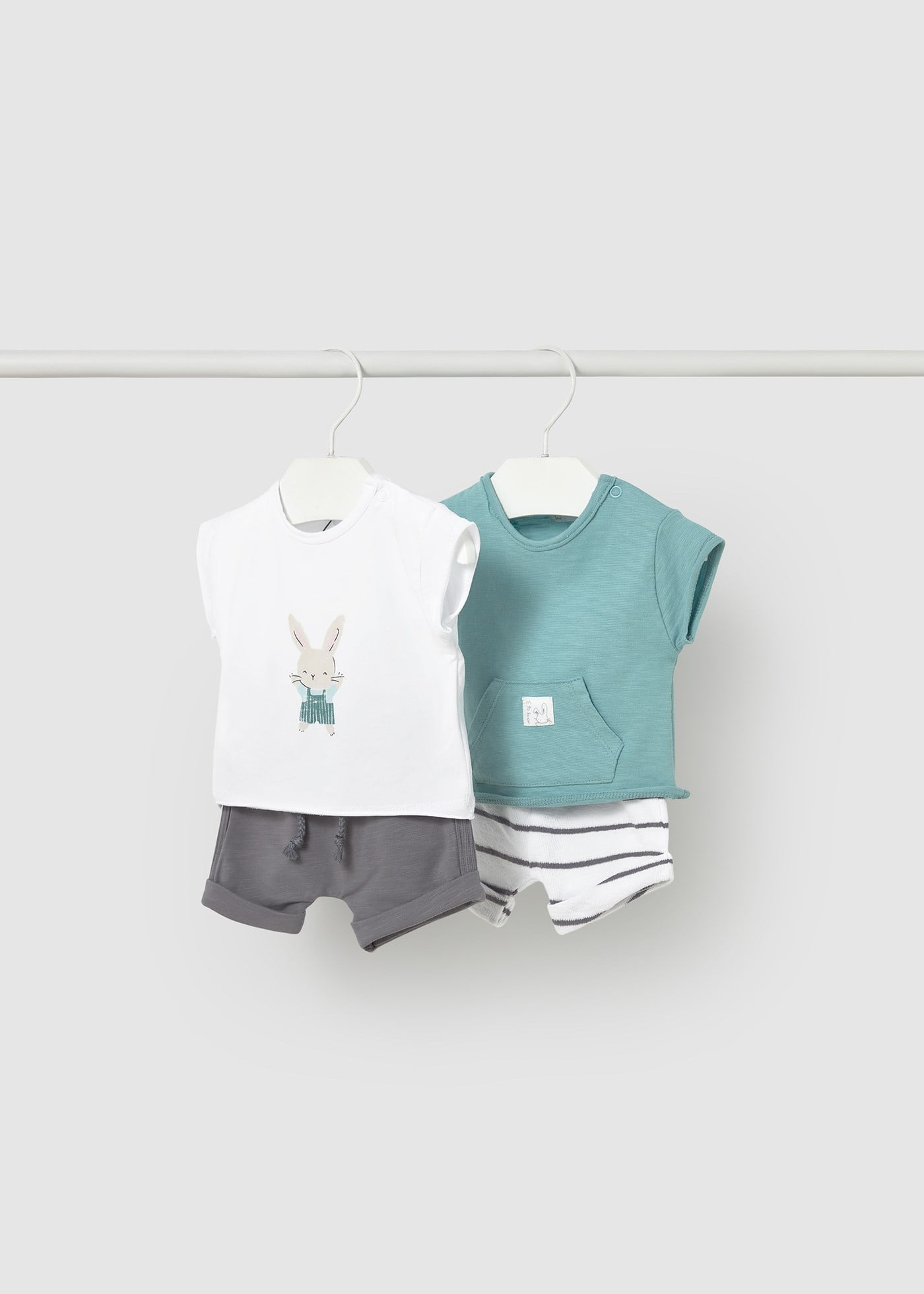 Mayoral Newborn Baby Boy Cotton Shorts Set Grey