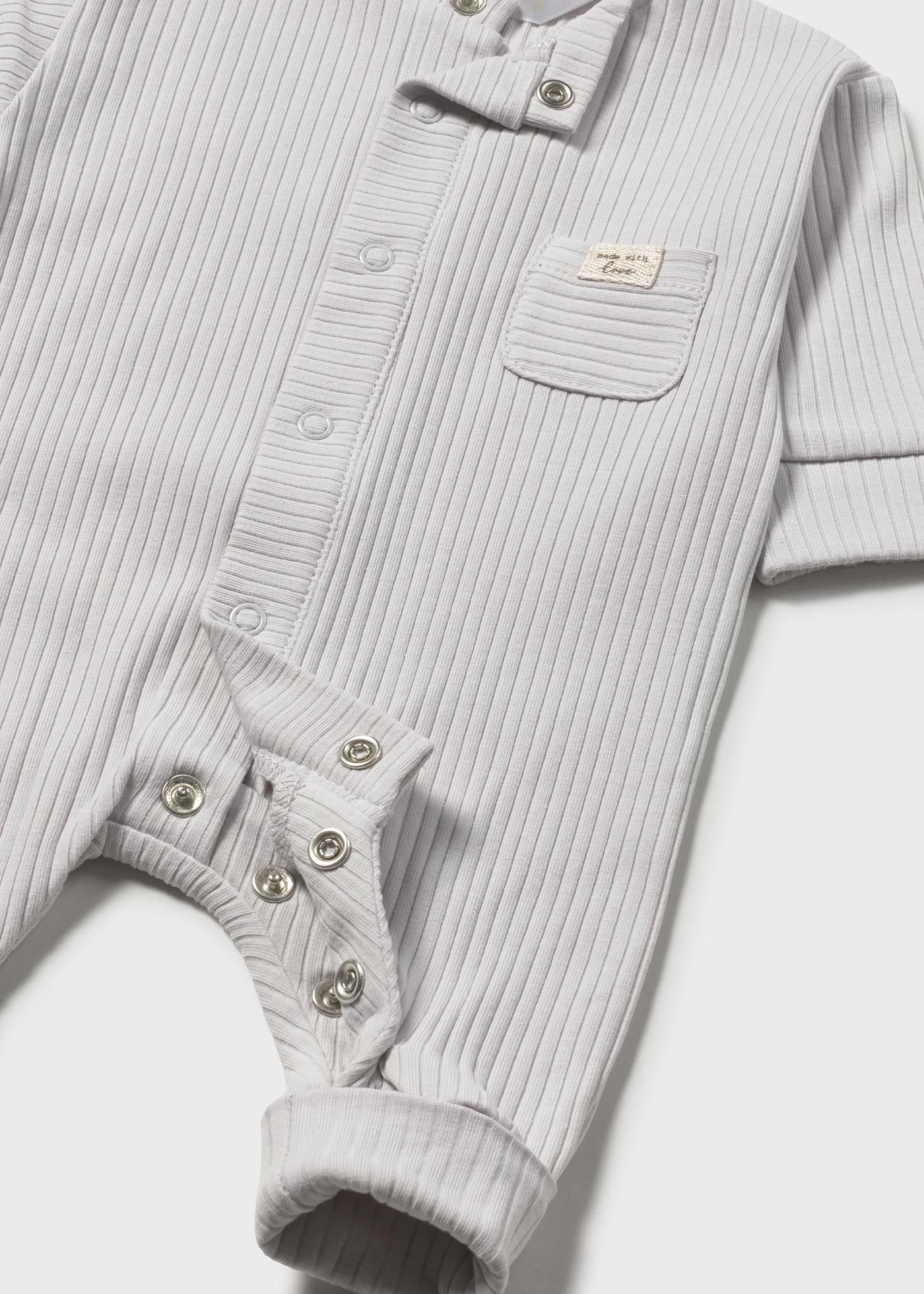 Mayoral Newborn Baby Boy Ribbed Romper Grey