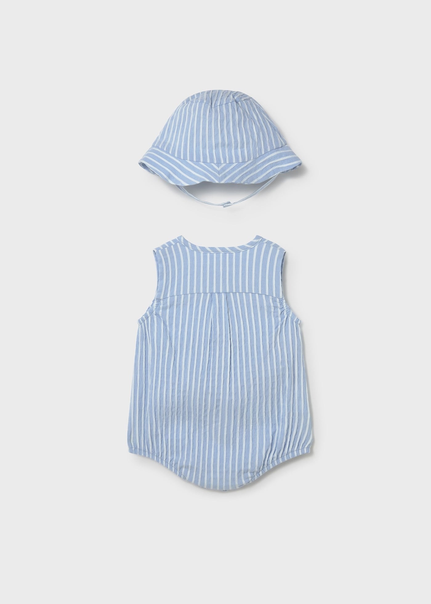 Mayoral Newborn Baby Boy Striped Romper and Hat Set, Blue