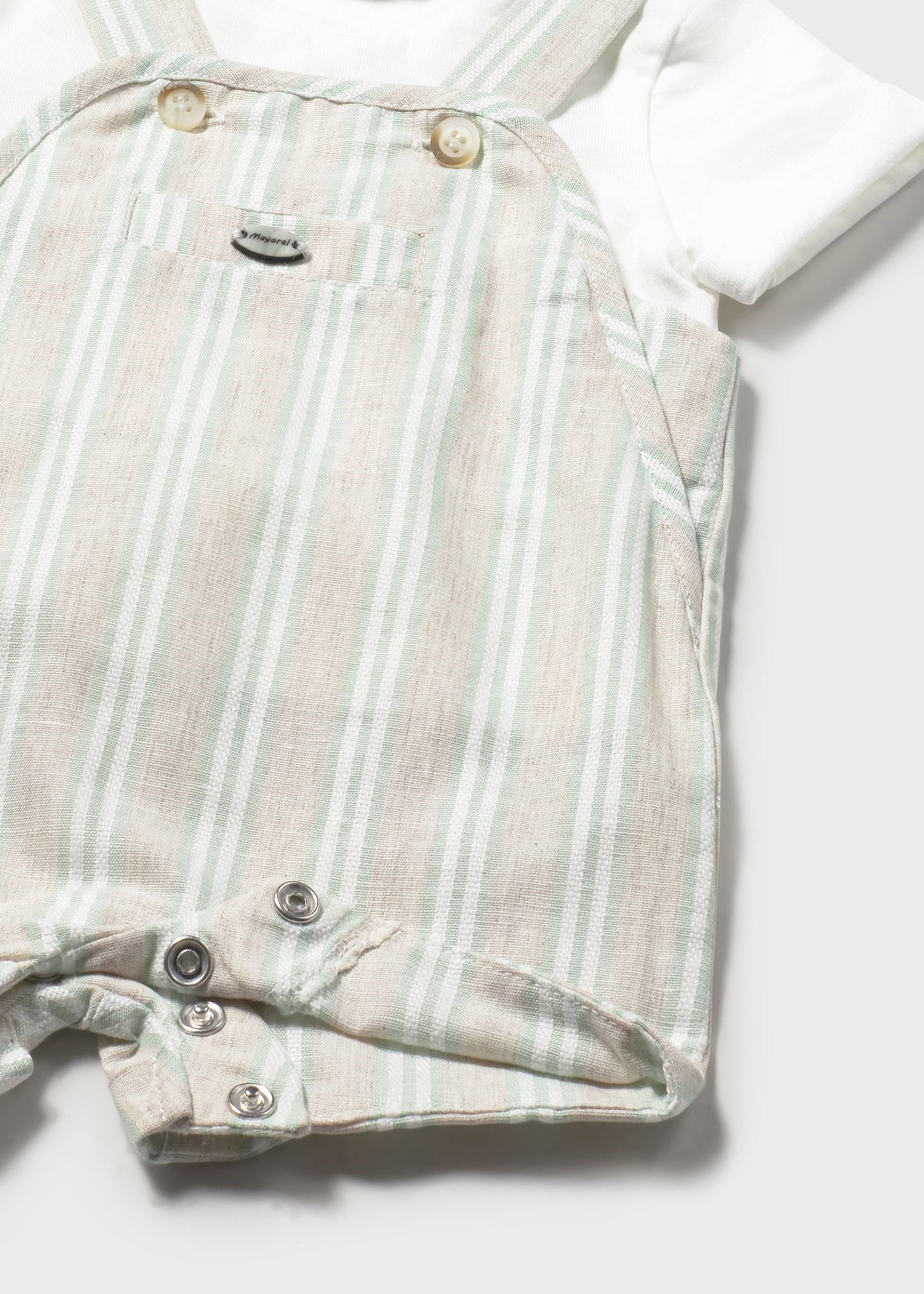 Mayoral Newborn Baby Boy Linen Overalls Set Beige