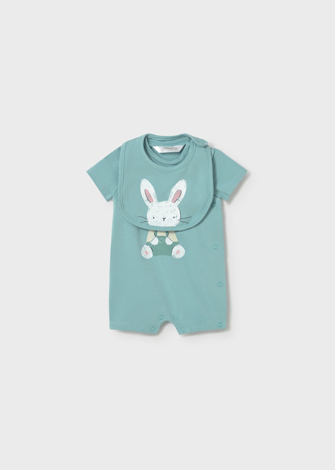 Mayoral Newborn Baby Boy Cotton Romper and Bib Set, Green