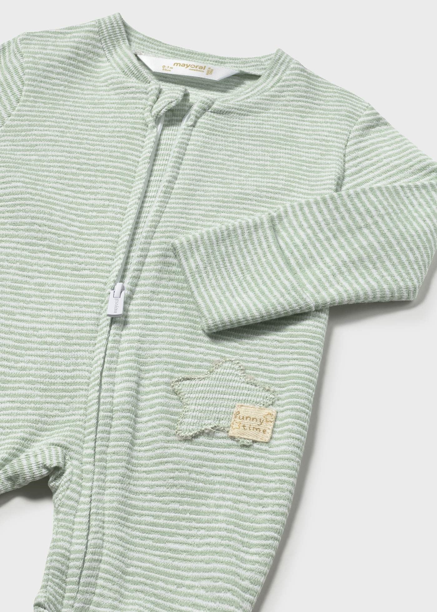 Mayoral Newborn Baby Boy Zip-Up Romper Green