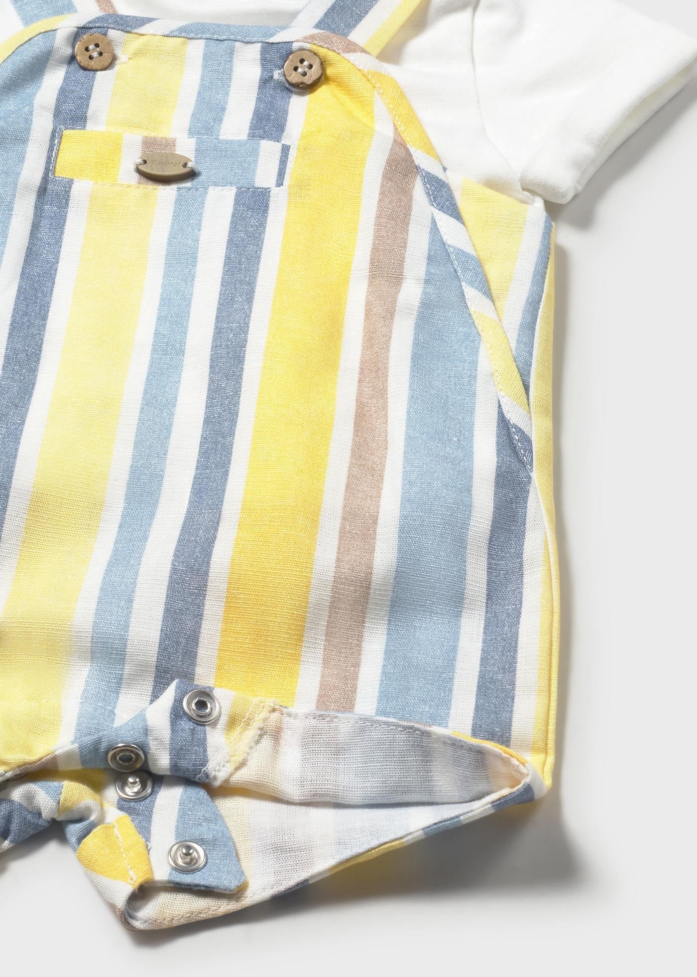Mayoral Newborn Baby Boy Linen Overalls Set Yellow